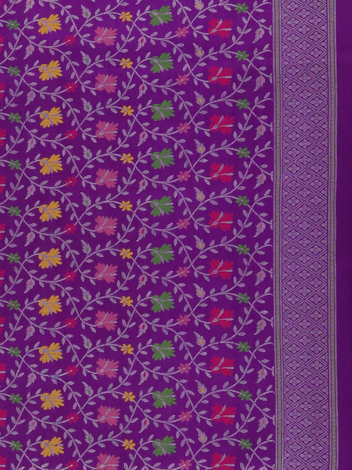 Purple Banarasi Silk Saree - Image 3