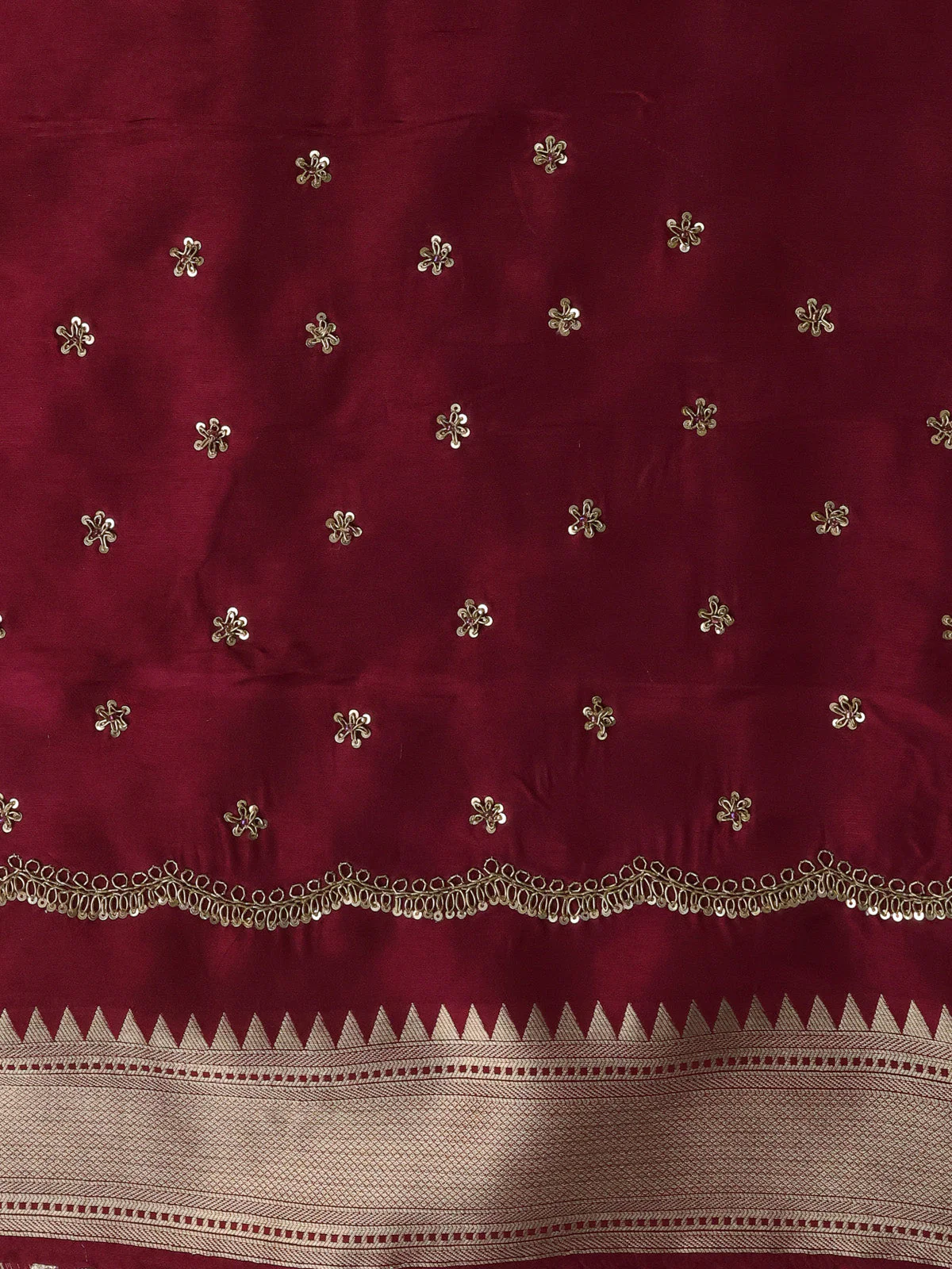 Purple Banarasi Silk Saree With Brocade Zari Weaves & Embroided Border - Image 4