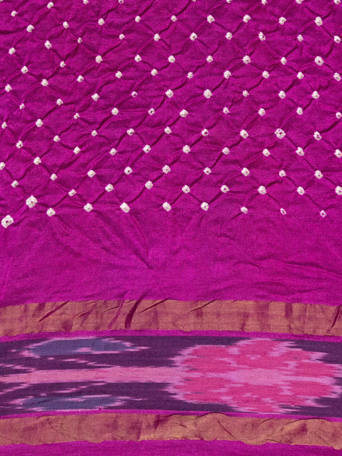 Purple Tussar Silk Saree With Bandhej And Kantha Work - Image 5