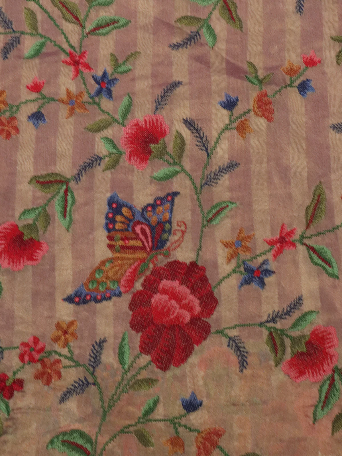 Purple-Beige Chanderi Cotton Saree With Embroidery - Image 4