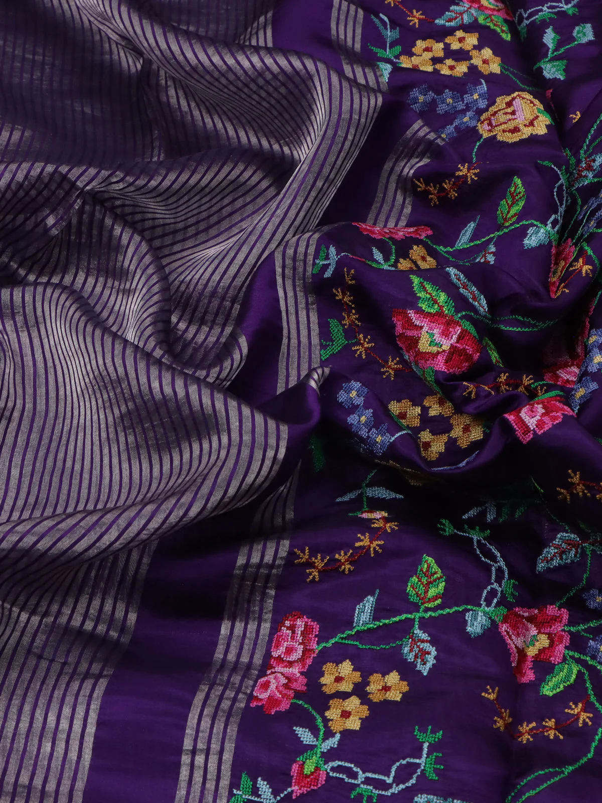 Purple Chanderi Silk Saree - Image 3
