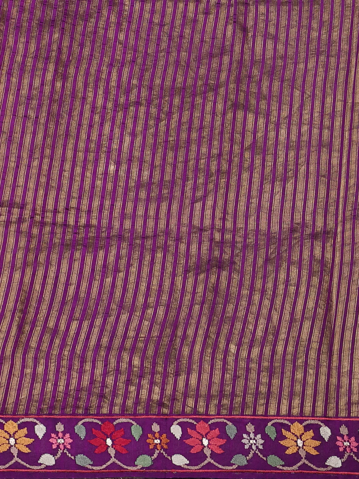 Purple Embroidered Banarasi Silk Saree - Image 3