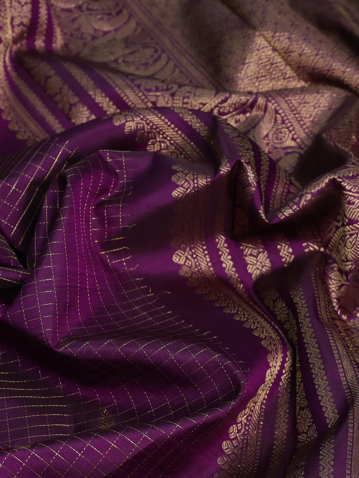 Purple Kanchipuram Silk Saree - Image 3