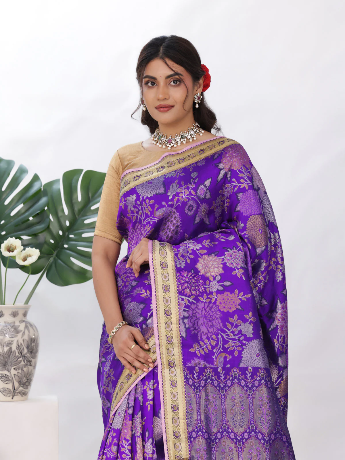 Purple Kanchipuram Silk Saree - Image 2