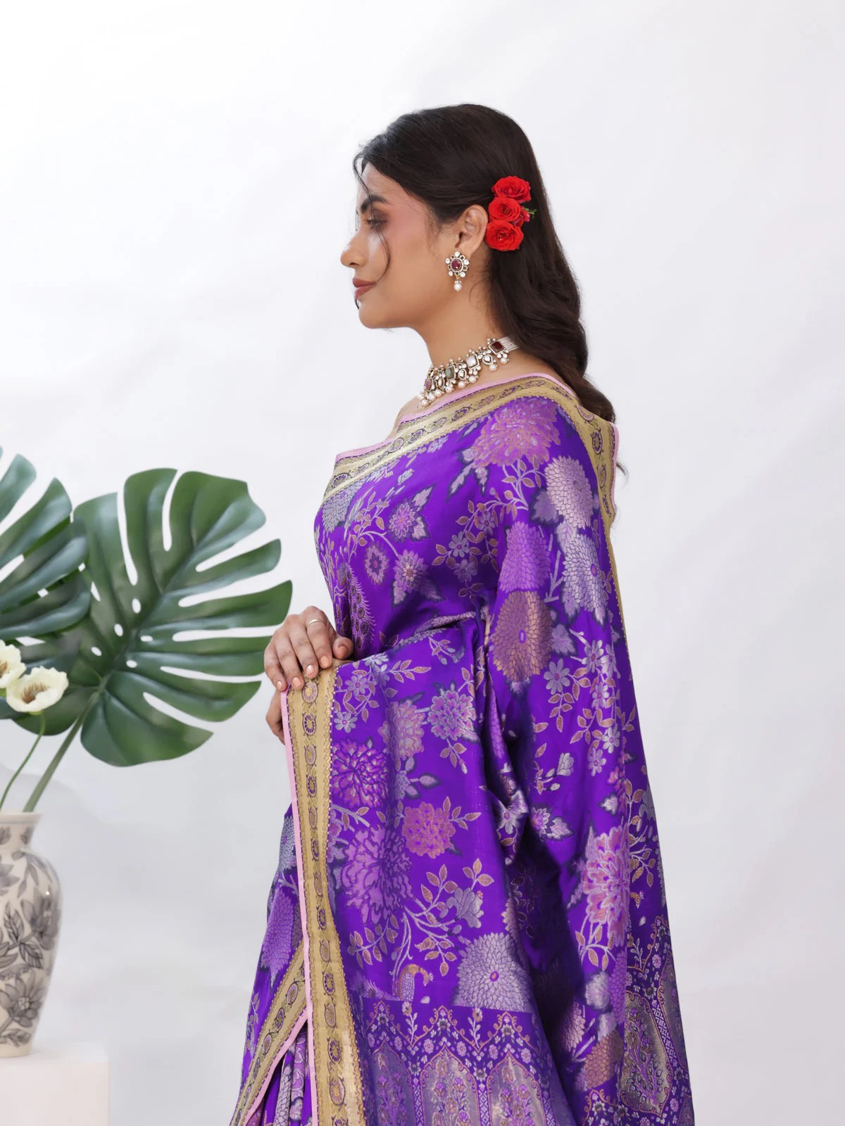 Purple Kanchipuram Silk Saree - Image 3