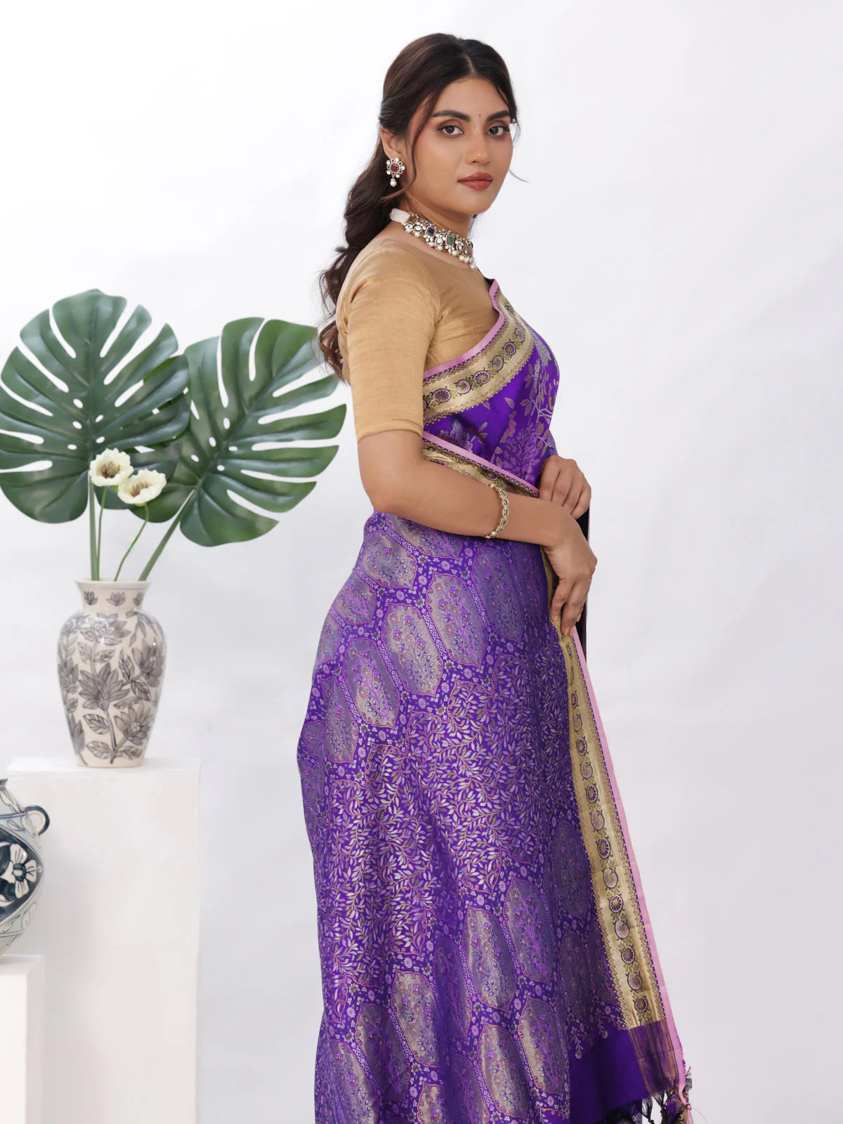 Purple Kanchipuram Silk Saree - Image 5