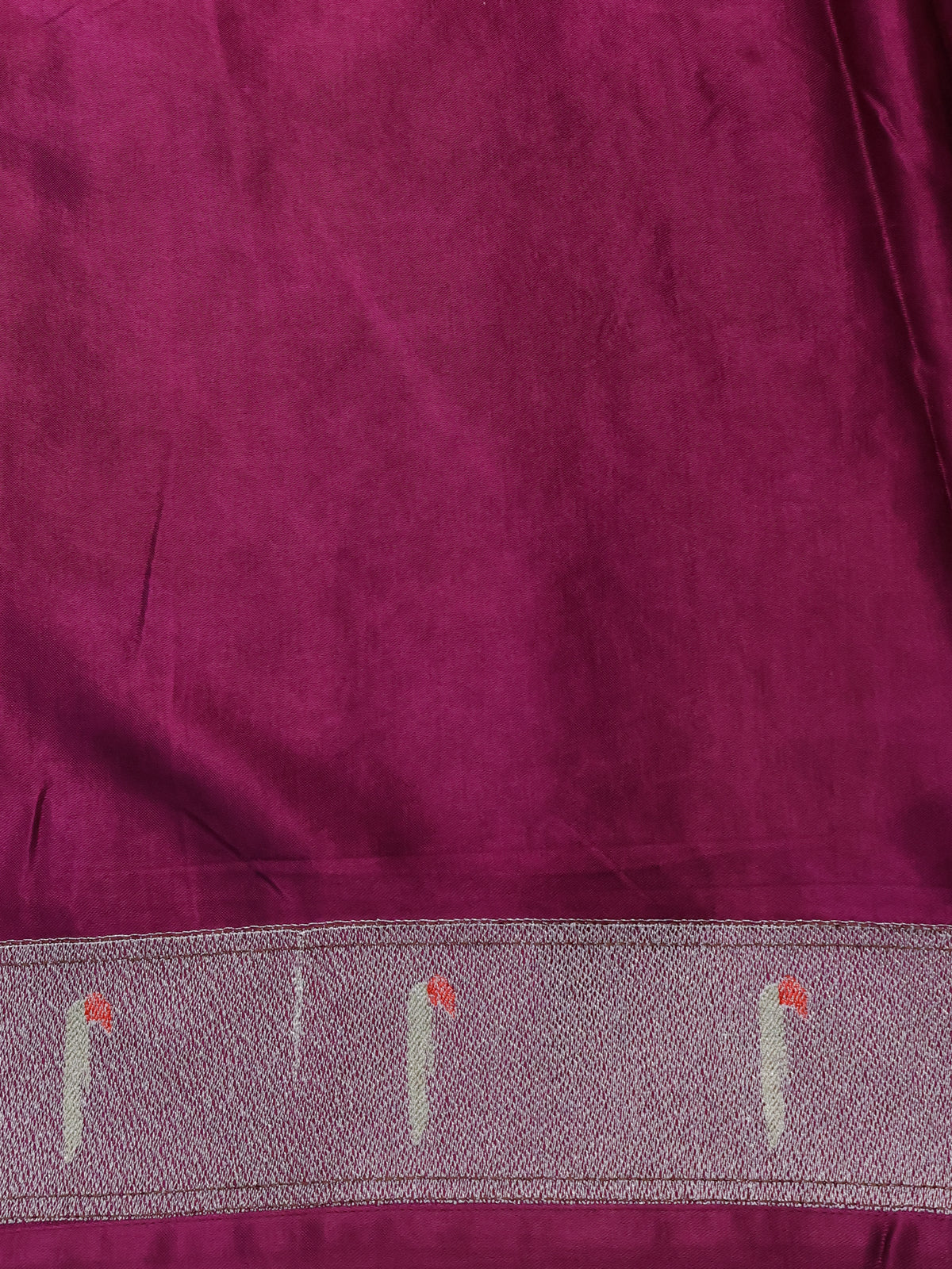 Purple Organza Silk Saree With Floral Embroidey & Rich Muniya Style Border - Image 4