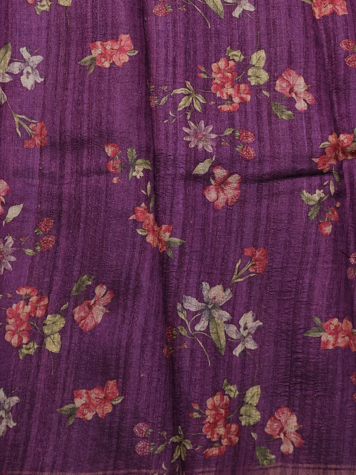 Purple Organza Tissue Tussar Silk Saree With Digital Prints - Image 4