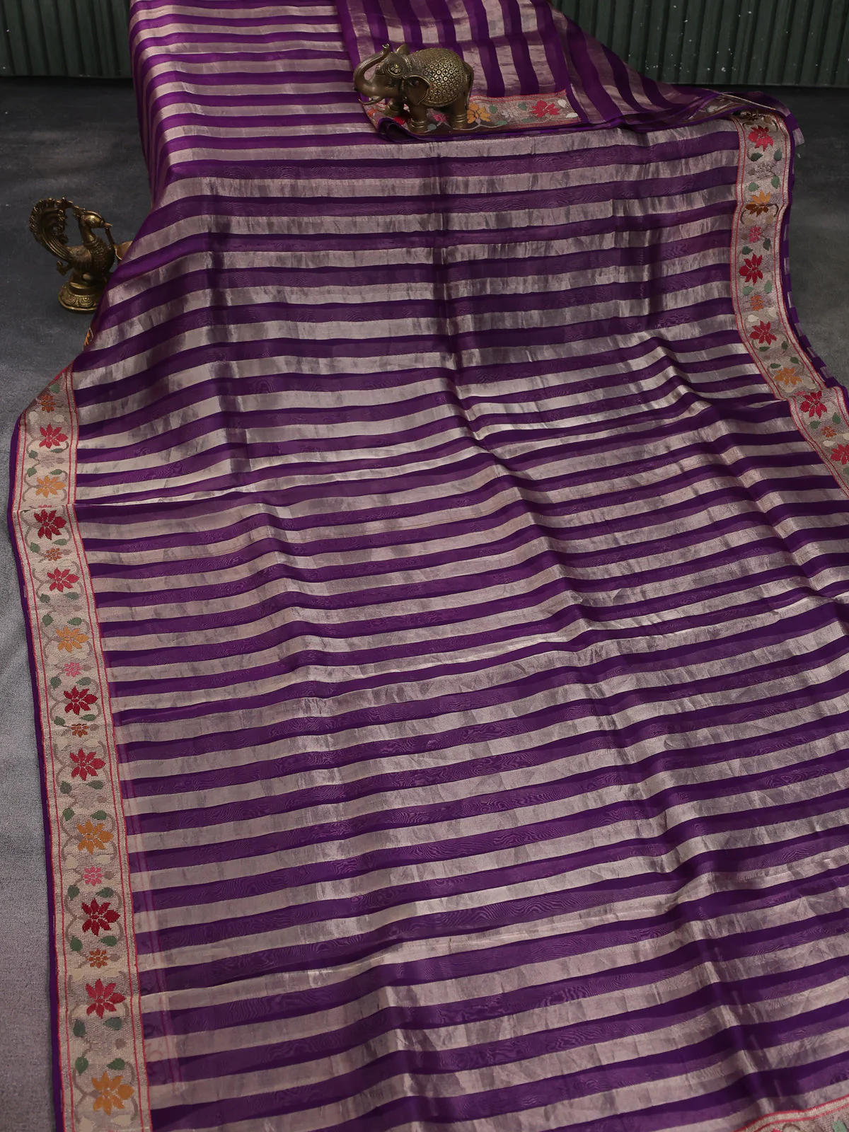 Purple-Tissue Organza Saree - Image 2