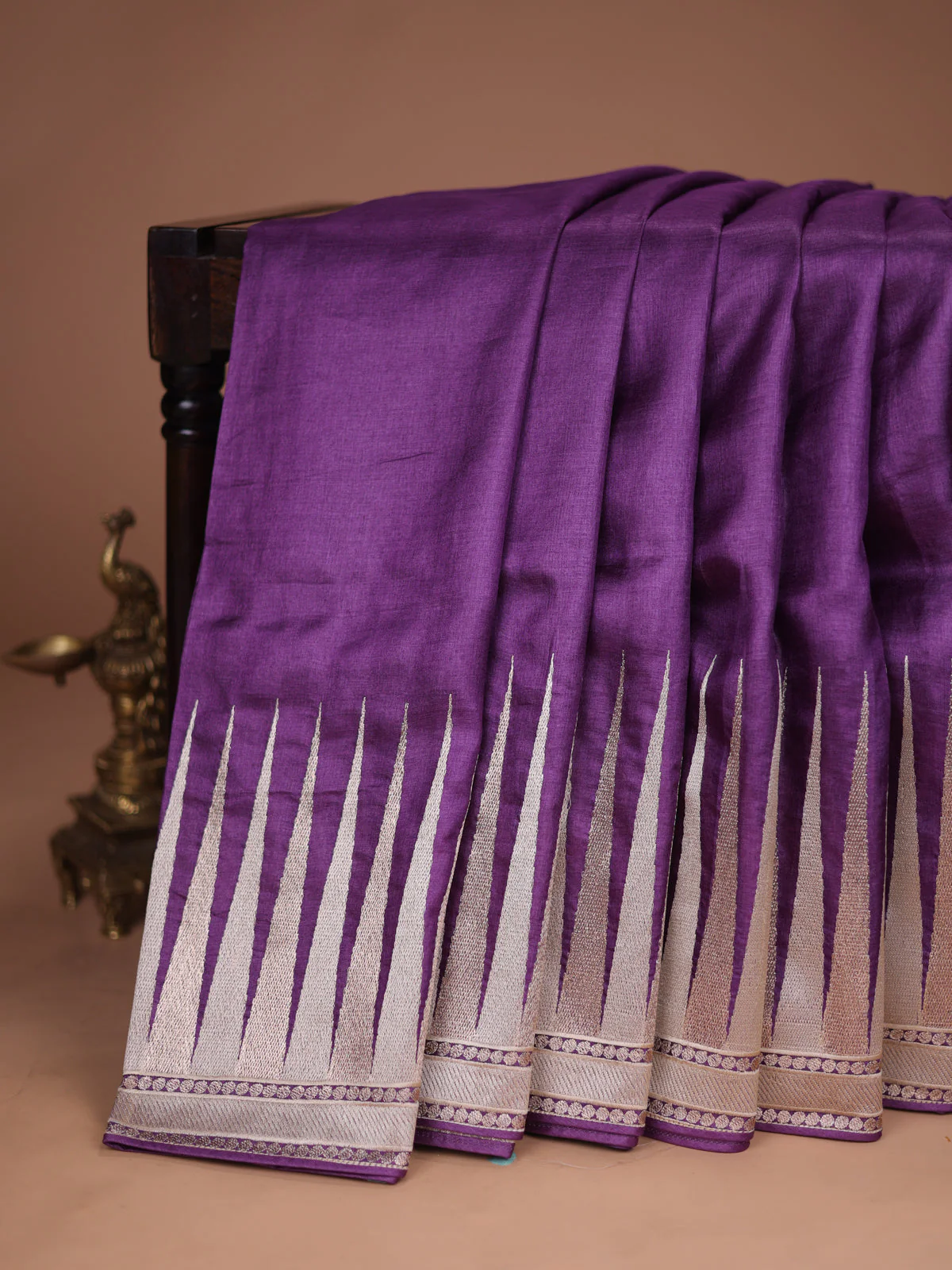 Purple Tussar Silk Saree - Image 2