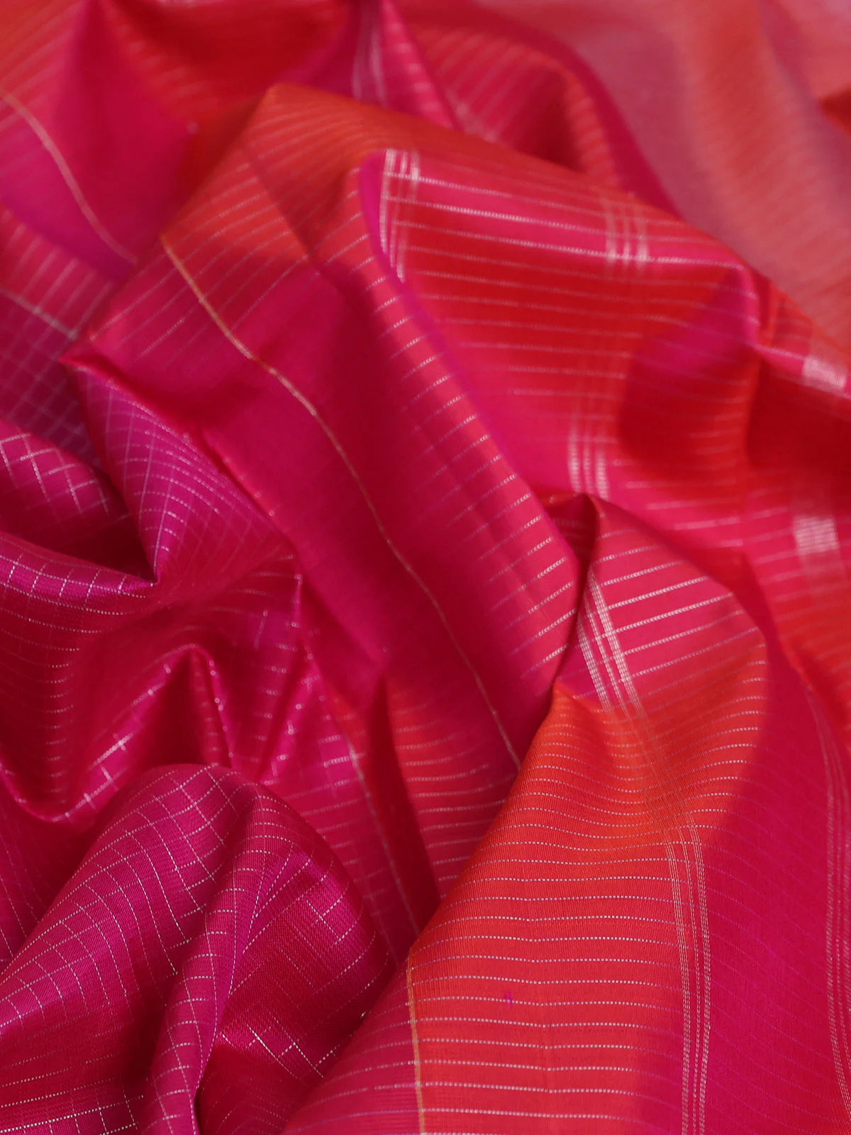 Rani Pink - Dual Tone Orange Kanchipuram Silk Saree - Image 3