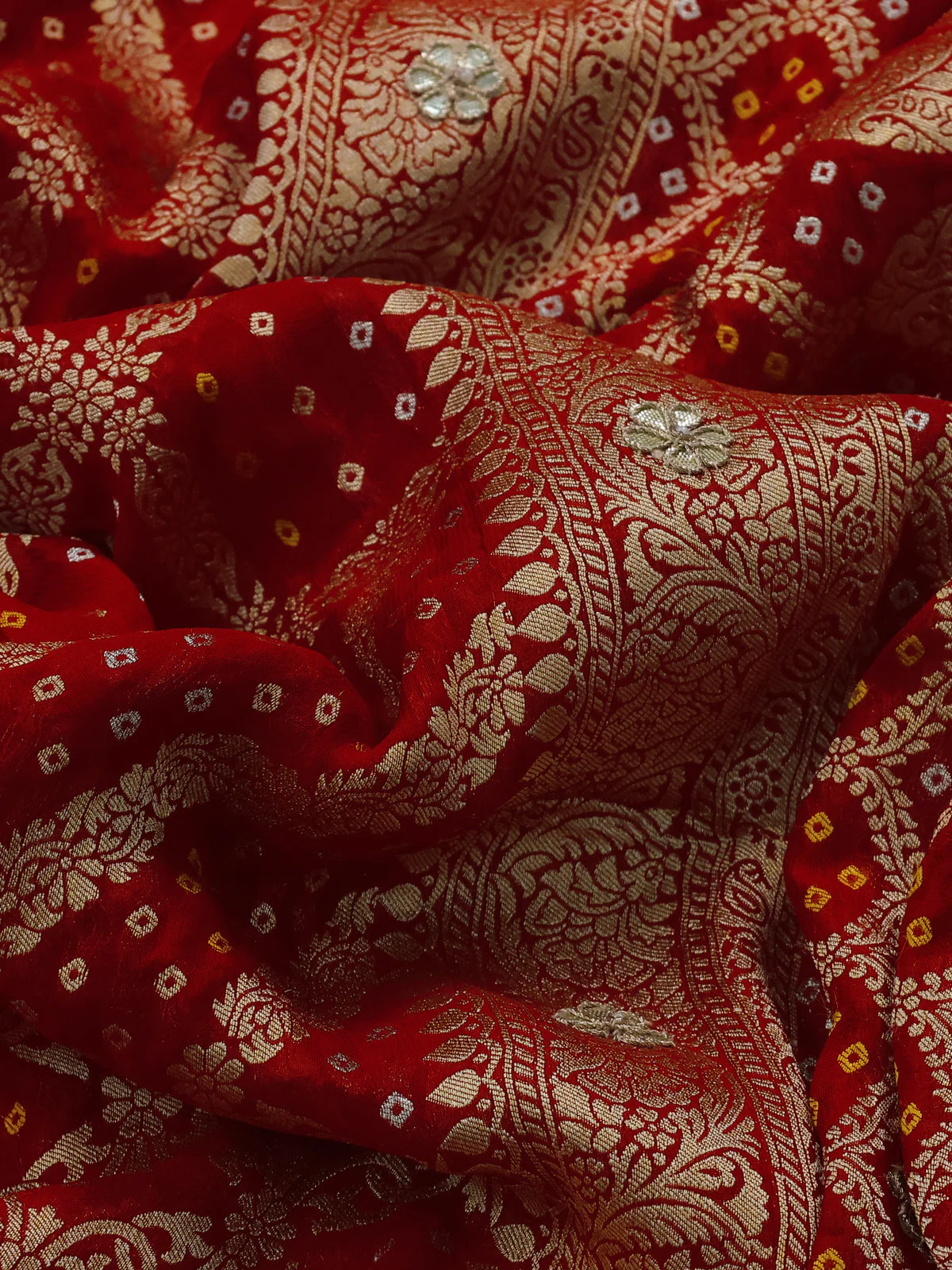 Red Banarasi Georgette Saree - Image 3
