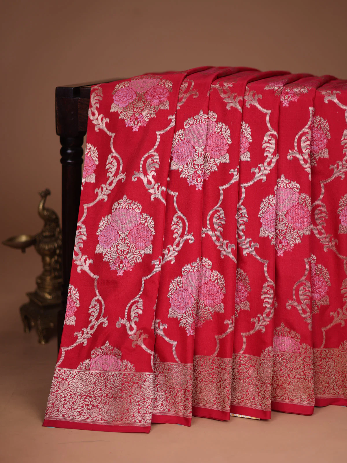Red Banarasi Silk Saree - Image 2