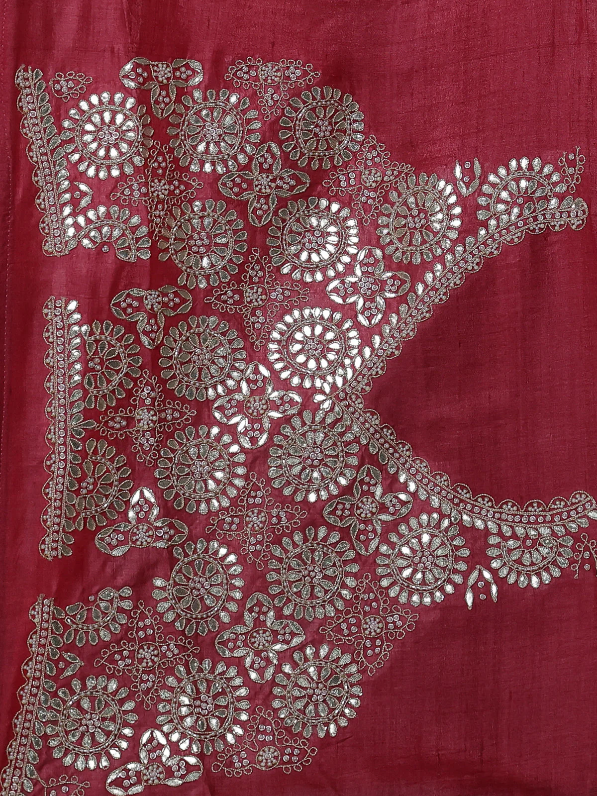 Red-Black Tussar Silk Saree - Image 3
