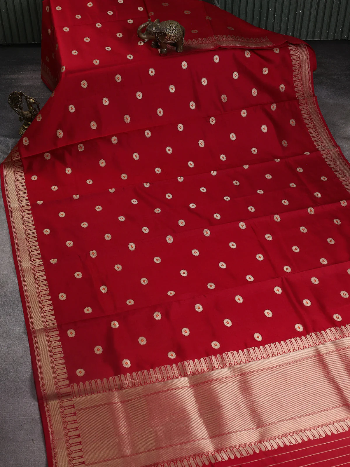 Red Chanderi Silk Saree - Image 2