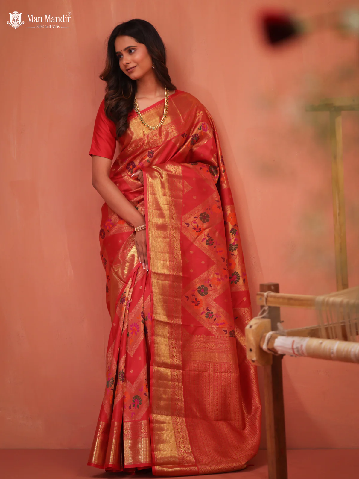 Red Kanchipuram Silk Saree - Image 2