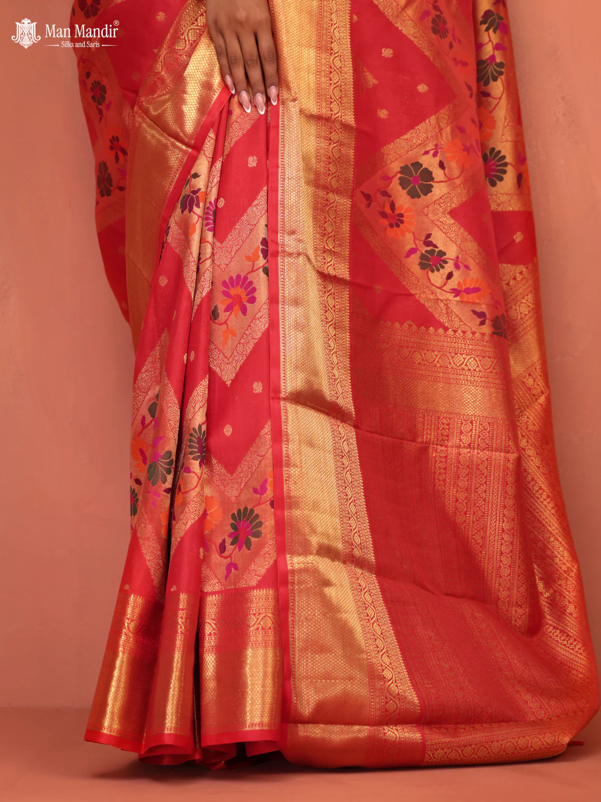 Red Kanchipuram Silk Saree - Image 4