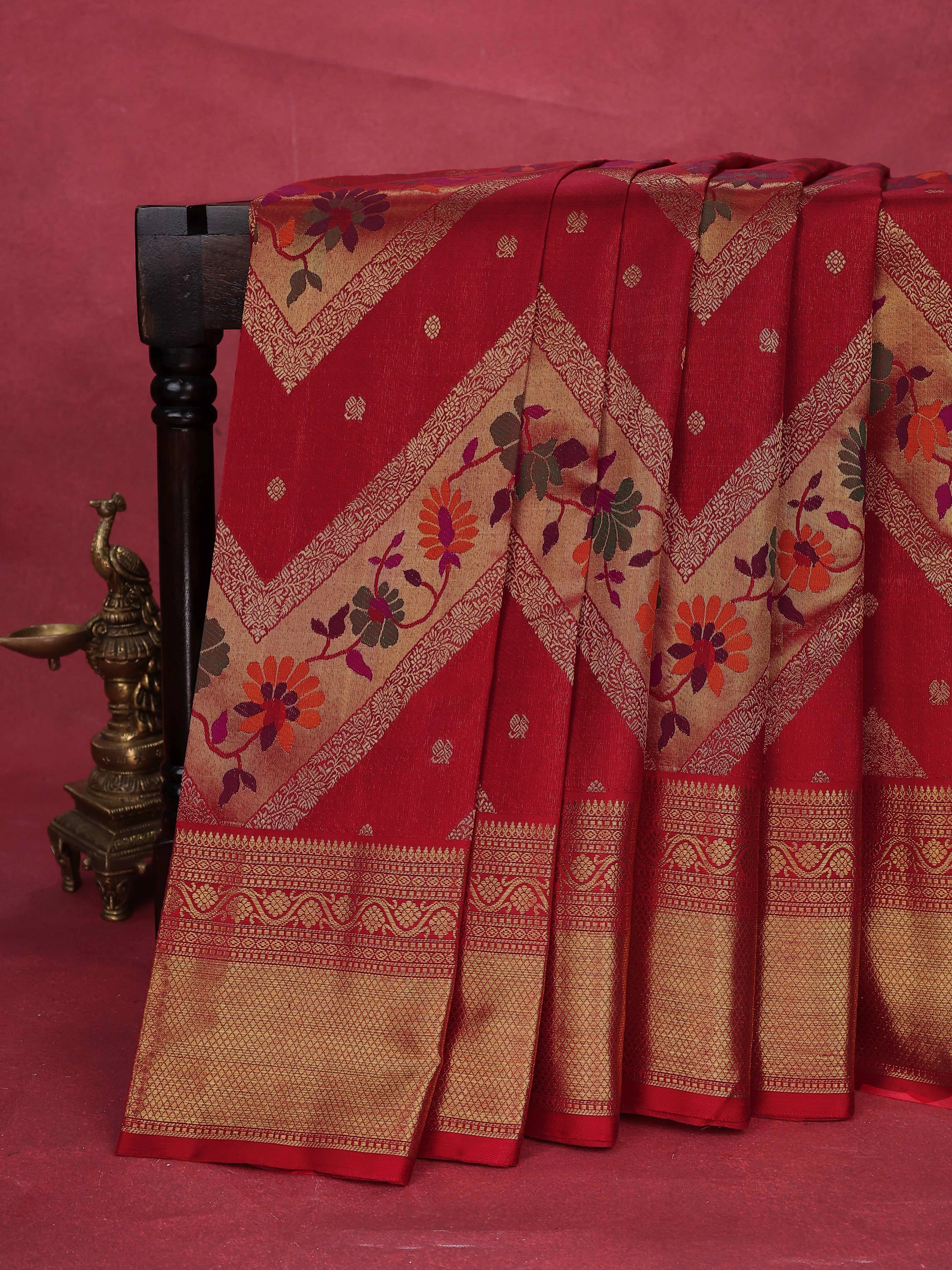 Red Kanchipuram Silk Saree - Image 7