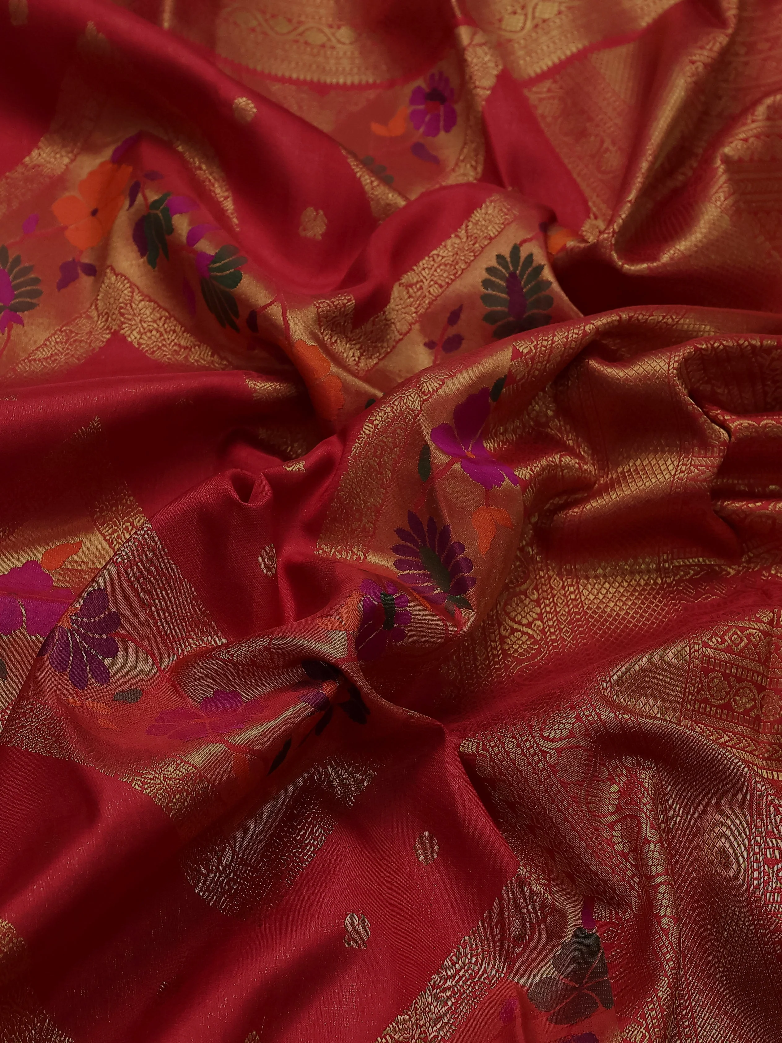 Red Kanchipuram Silk Saree - Image 9