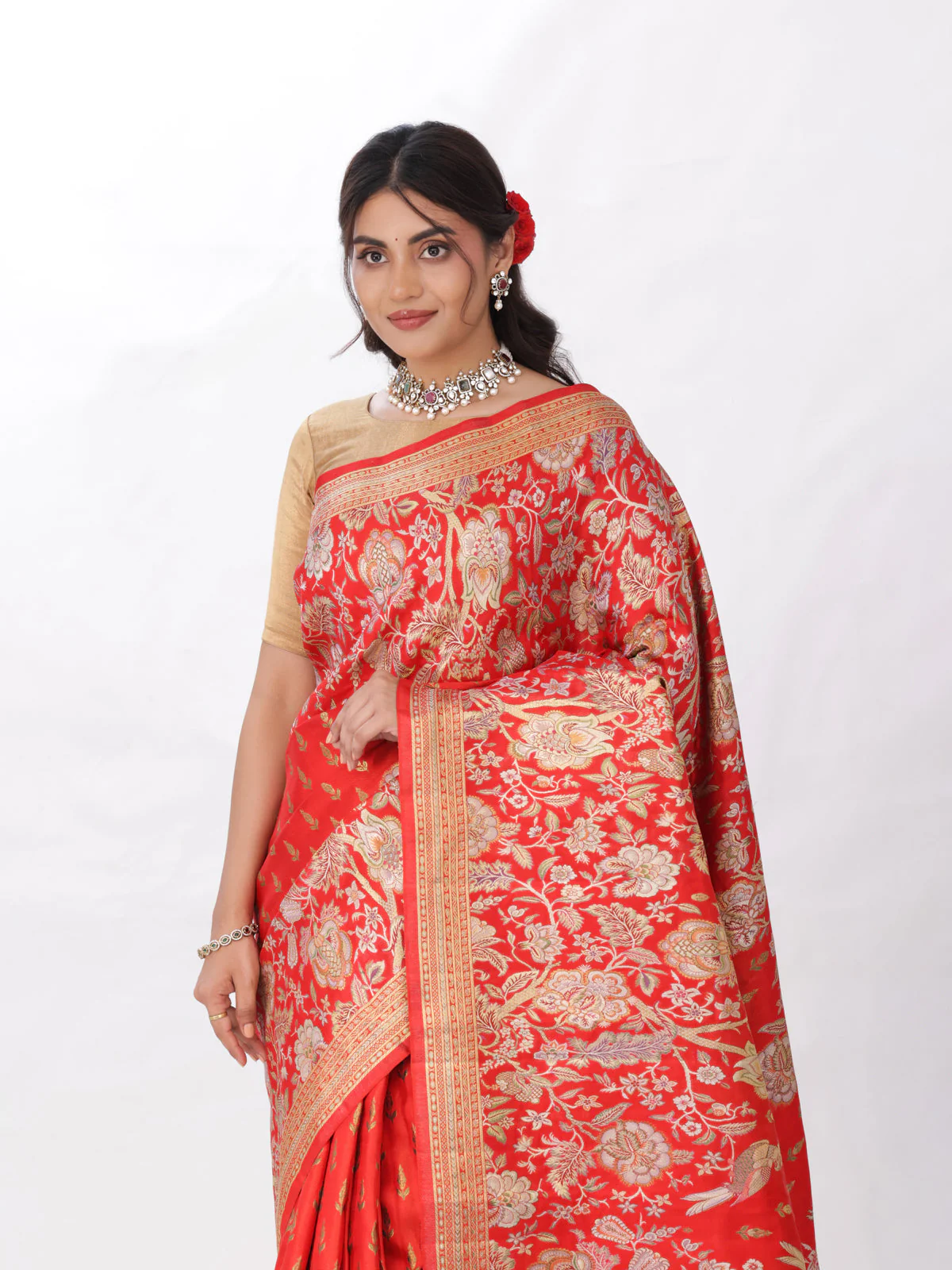 Red Kanchipuram Silk Saree - Image 2