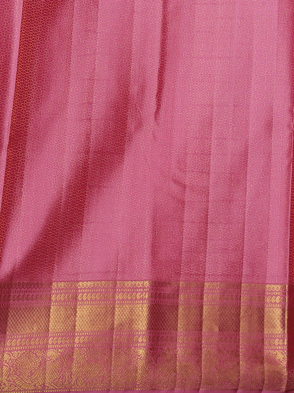 Red-Light Pink Pure Kanchipuram Silk Saree - Image 4