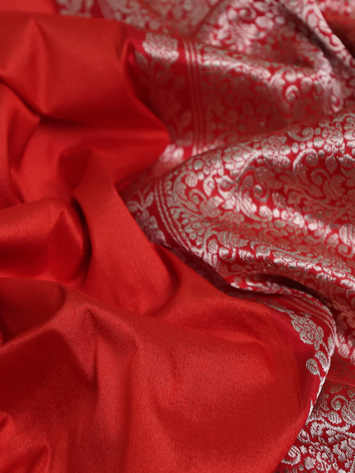 Red-Mustard Banarasi Tussar Silk Saree - Image 3