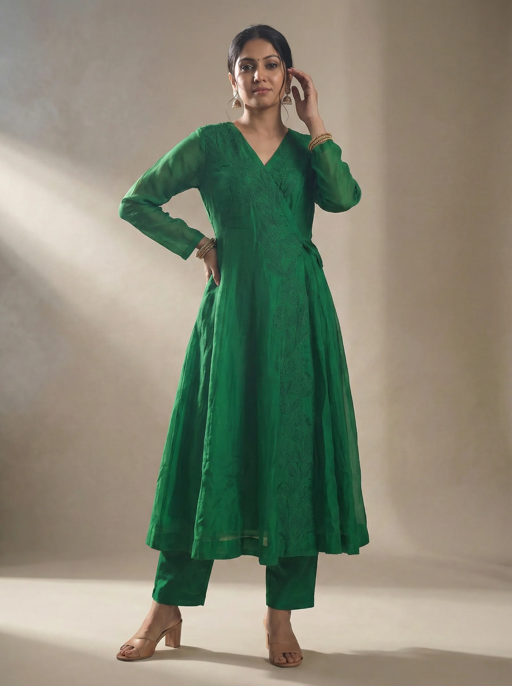 Red Organza Anarakali Suit Intricate Resham Work - Image 2