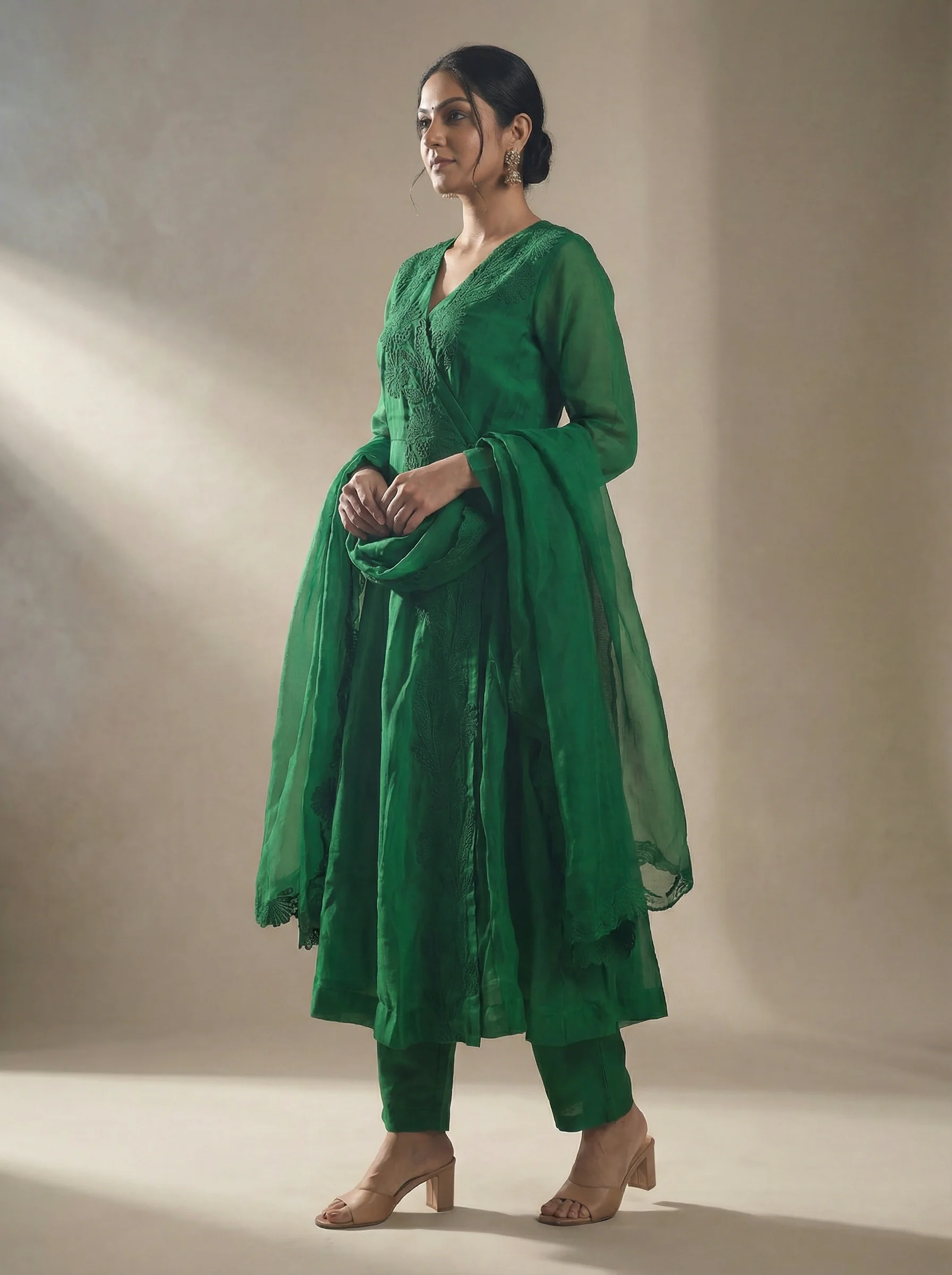 Red Organza Anarakali Suit Intricate Resham Work - Image 3