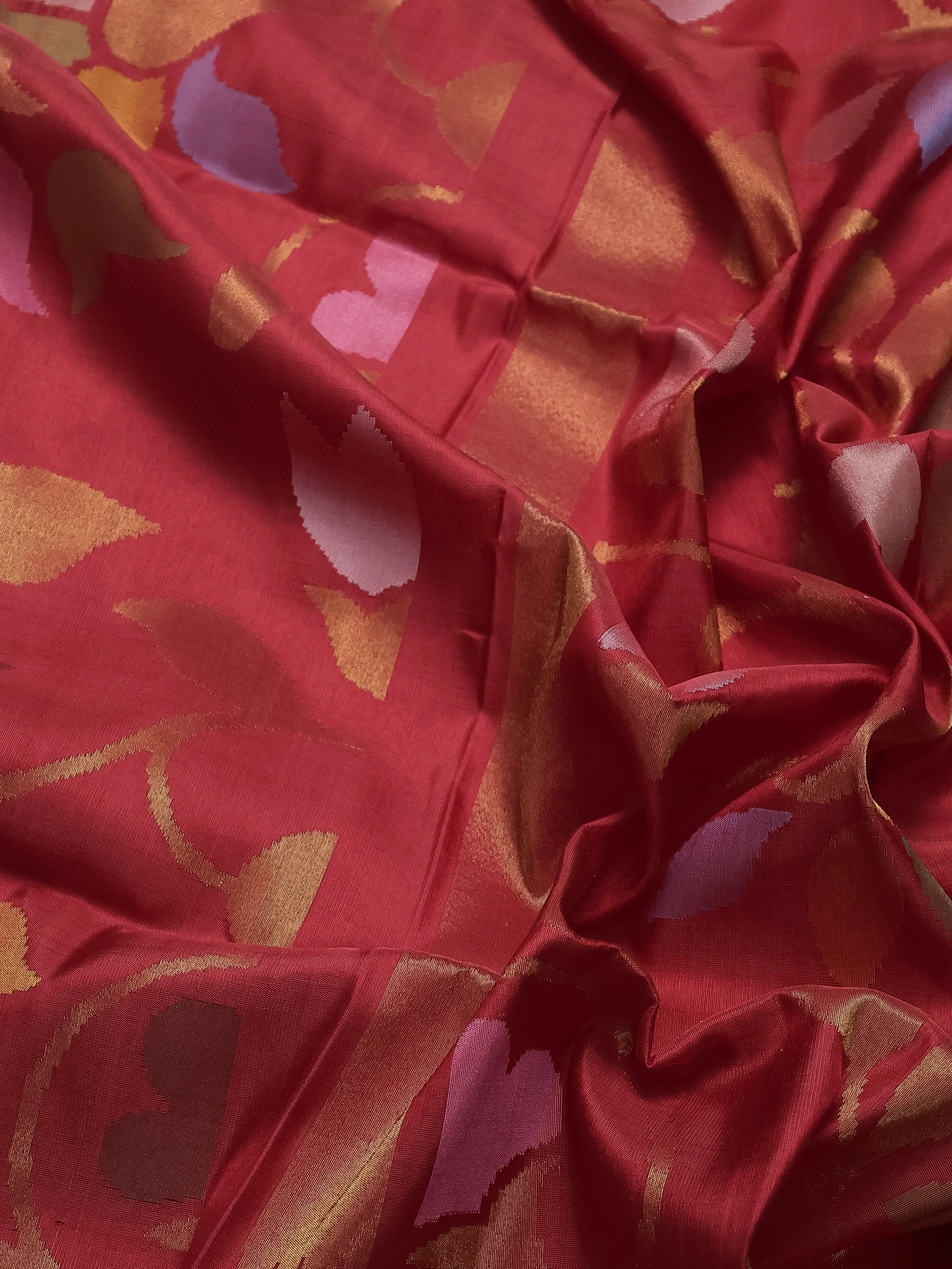 Red Uppada Silk Saree With Jamdhani Weaves - Image 3