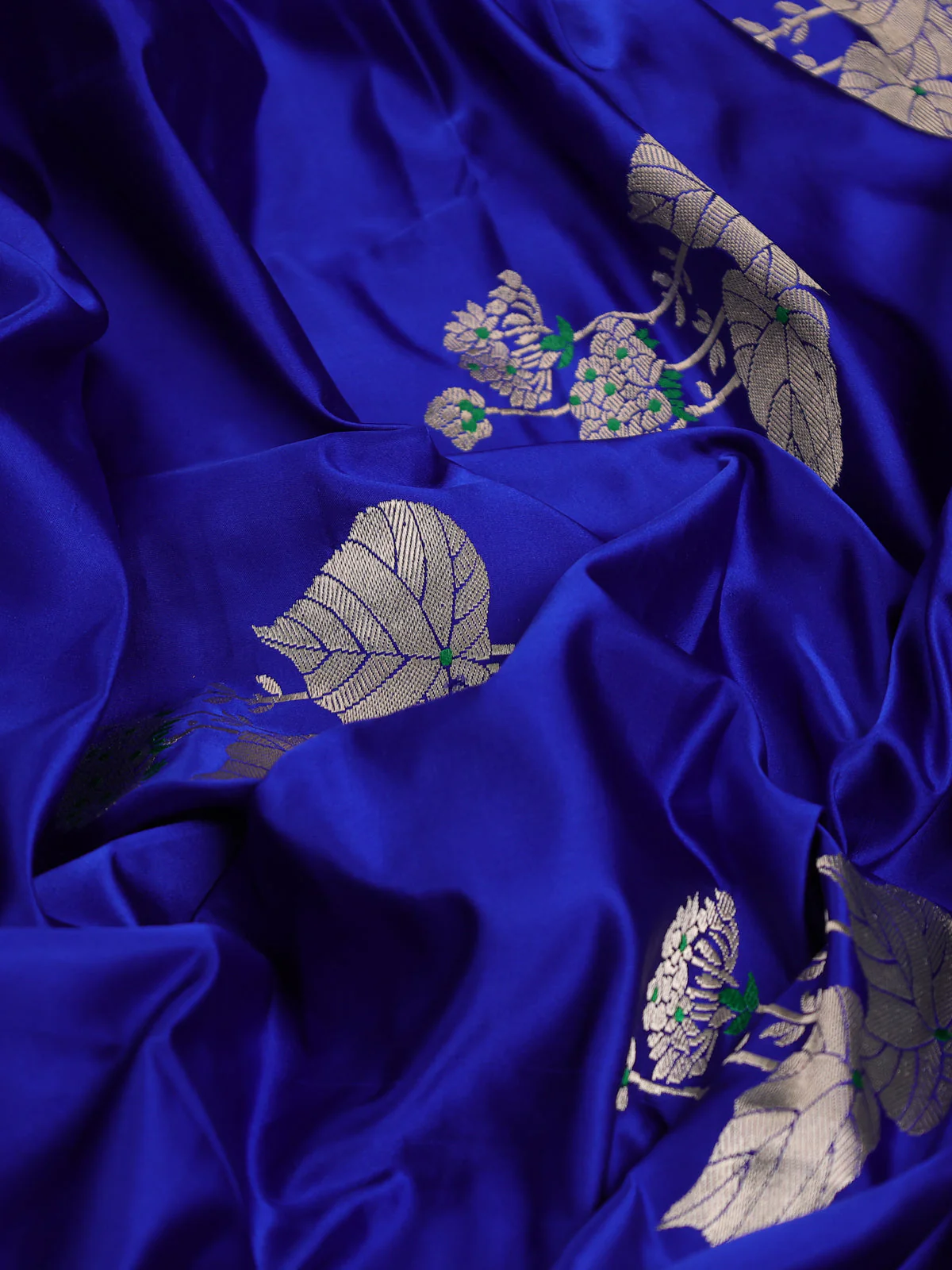 Royal Blue Banarasi Mushru Silk Saree - Image 3