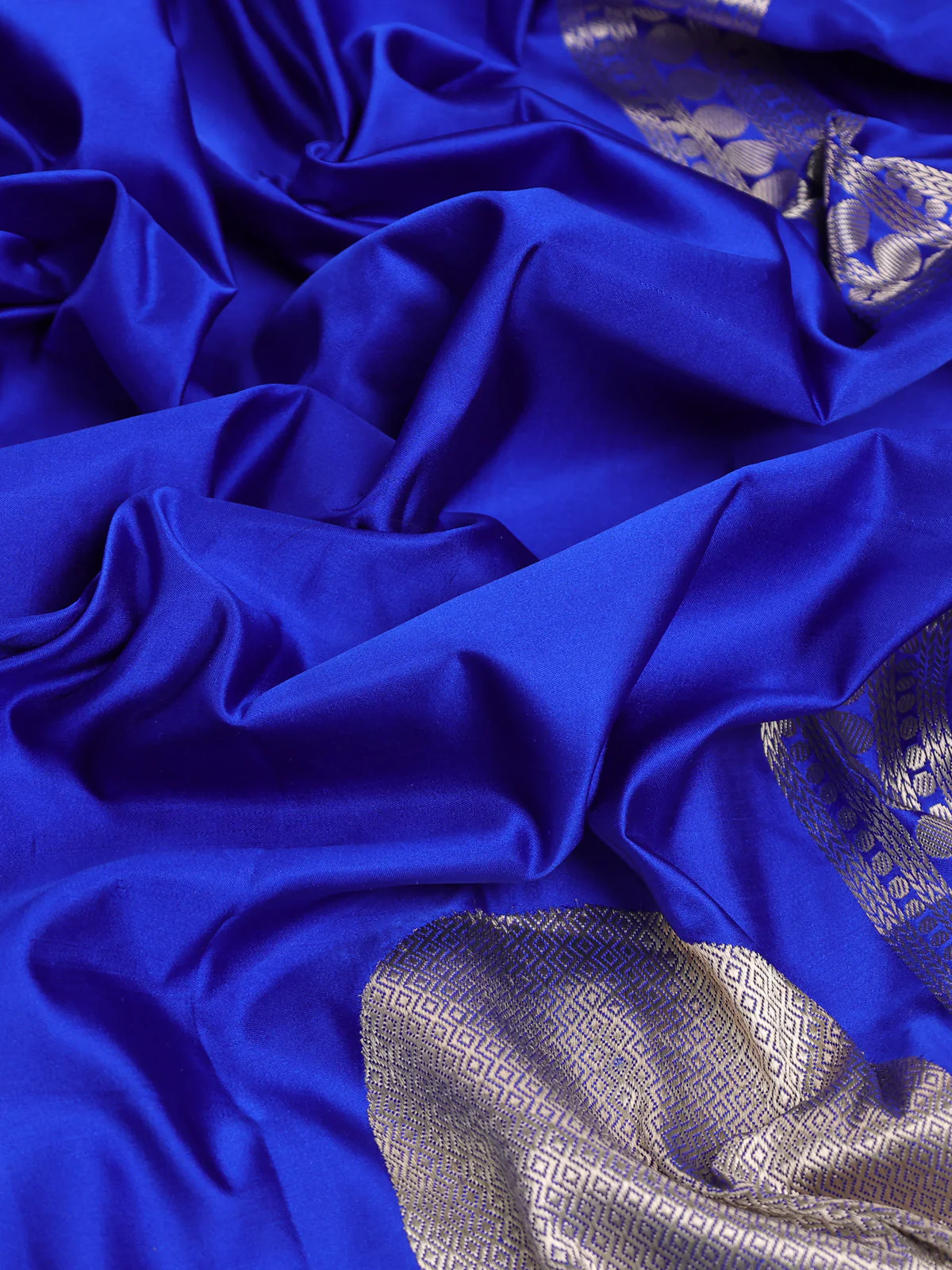 Royal Blue - Green Banarasi Mushru Silk Saree - Image 3