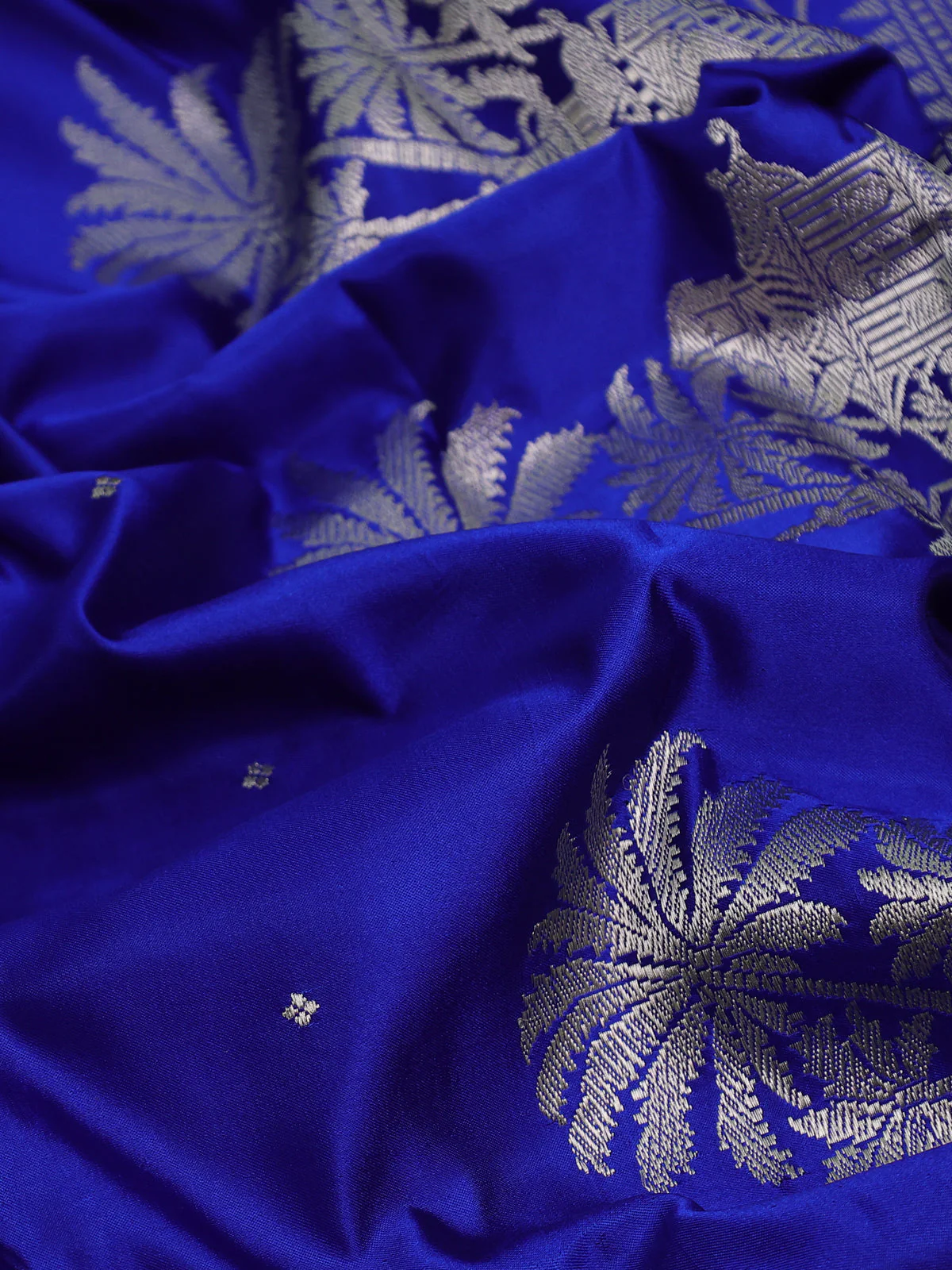 Royal Blue - Green Banarasi Mushru Silk Saree - Image 3