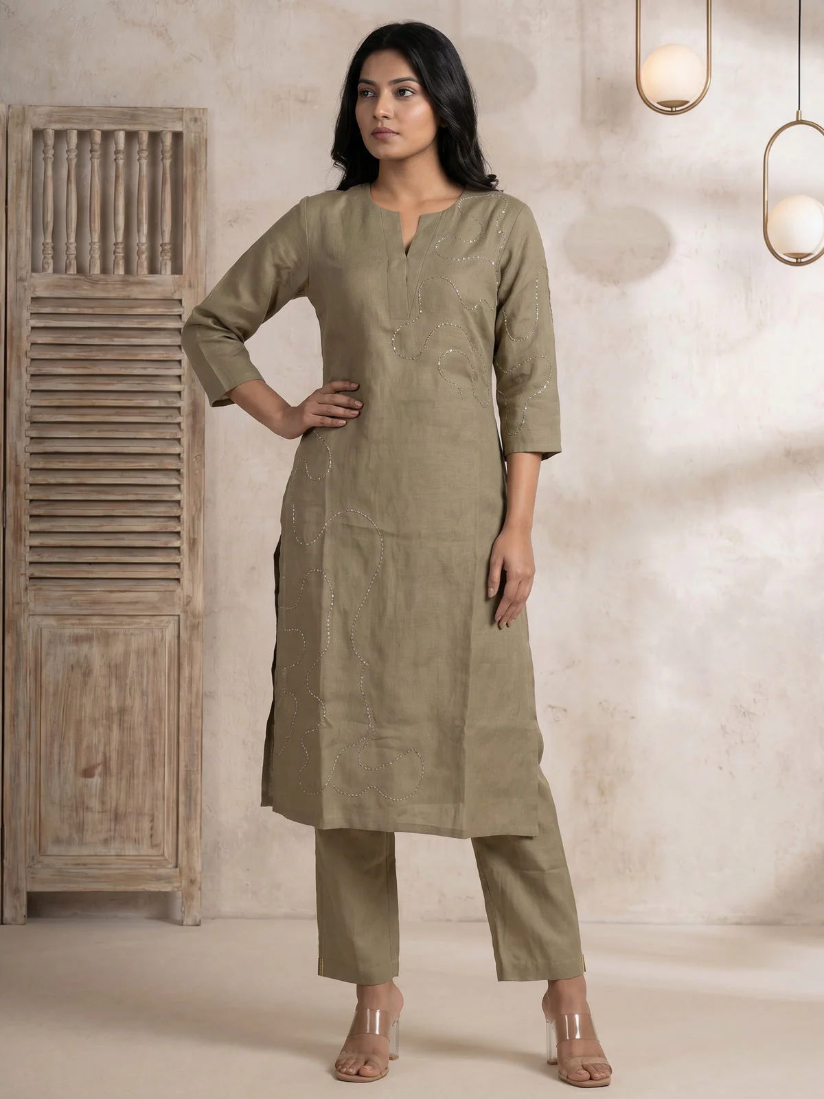 Sage Green Linen Cotton Co-Ord Set - Image 2