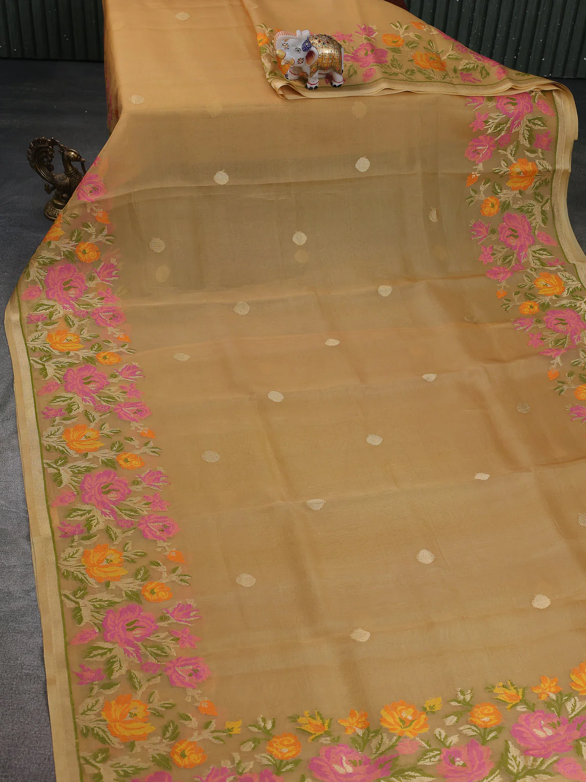 Sandal Banarasi Kora Silk Saree - Image 2