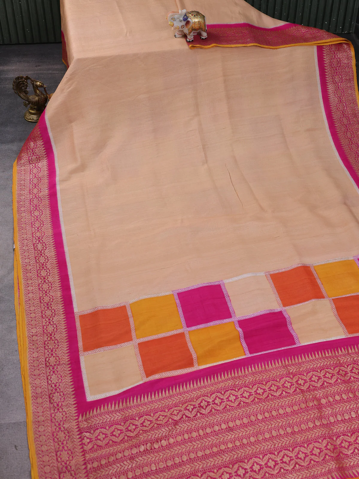 Sandal-Rani Pink Banarasi Khaddi Tussar Saree - Image 2