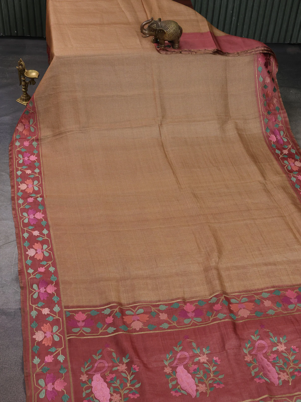 Sandal Tussar Silk Saree - Image 2
