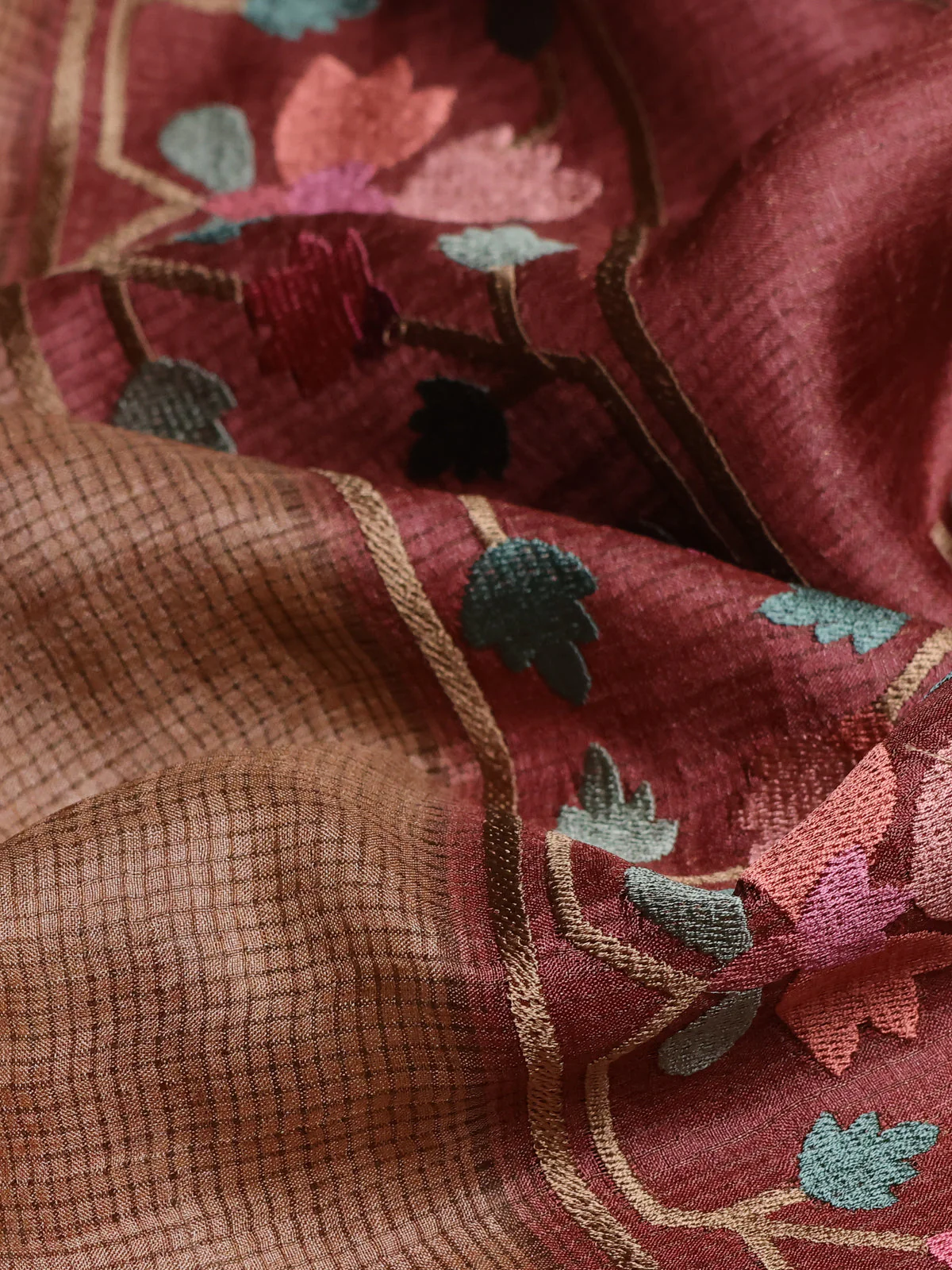 Sandal Tussar Silk Saree - Image 3