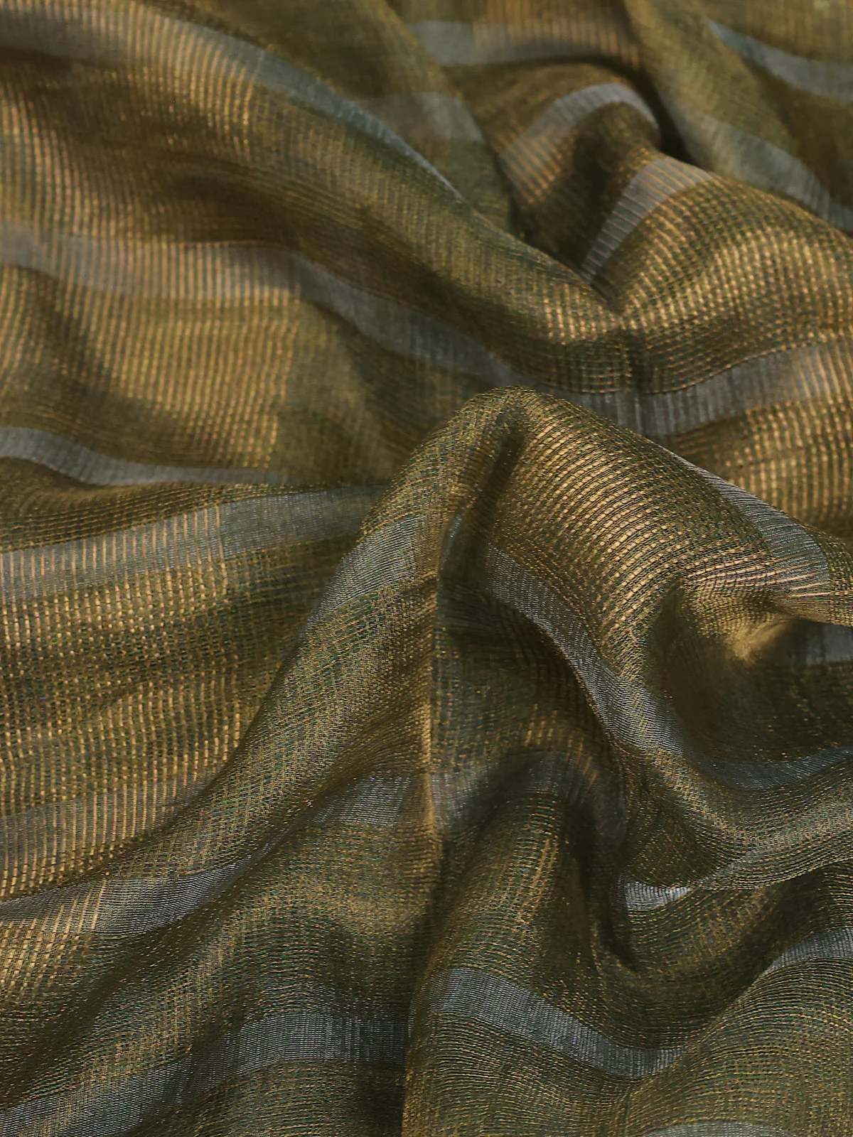 Sap Green Tissue Silk Saree - Image 3