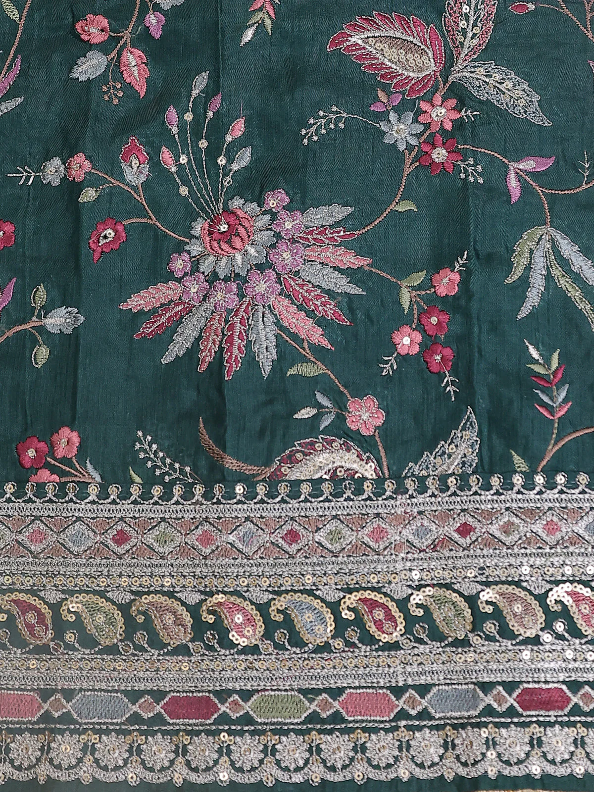 Sap Green Tissue Silk Saree - Image 4