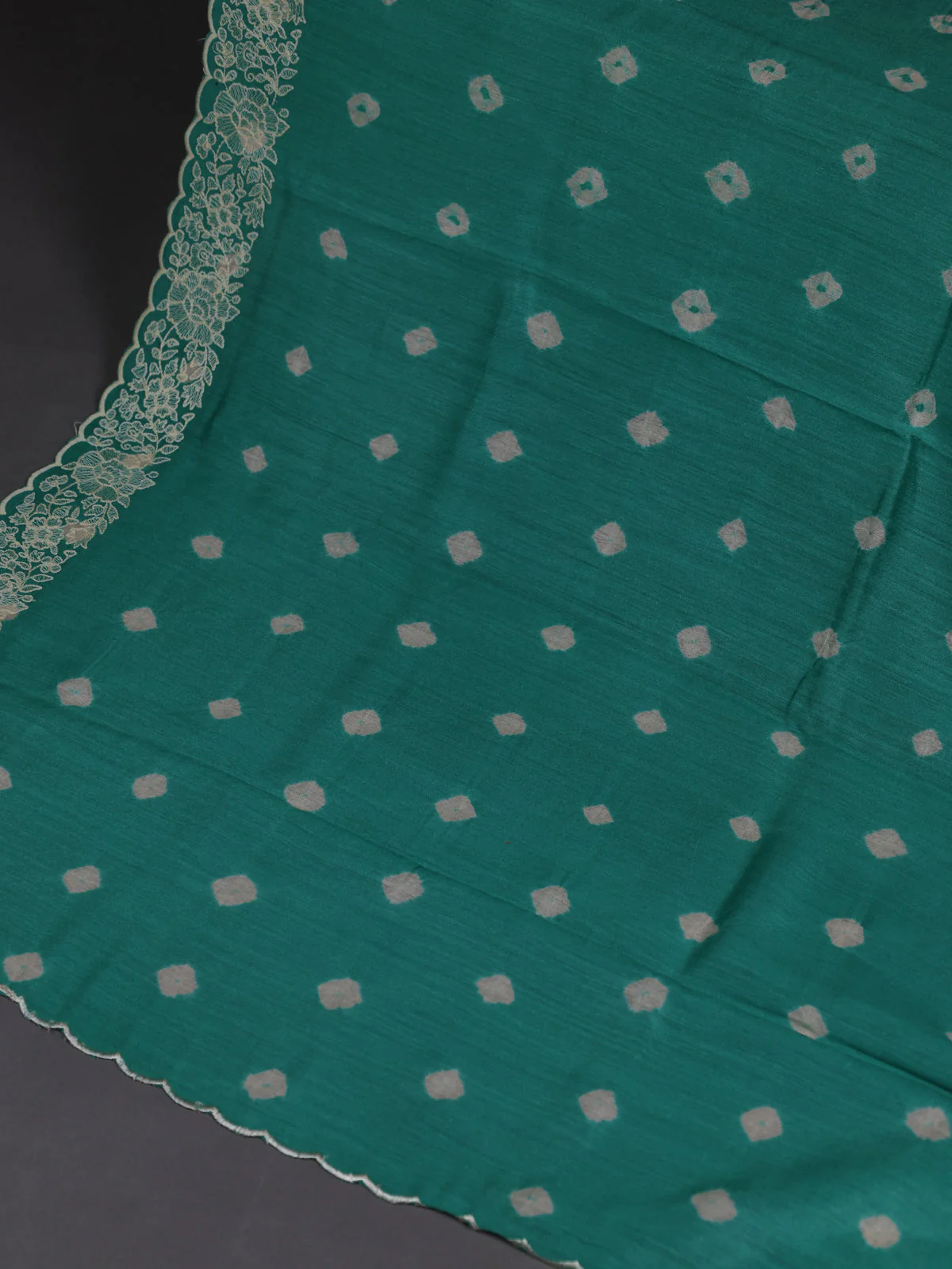 Sea Green Tussar Silk Unstitched Suit - Image 3