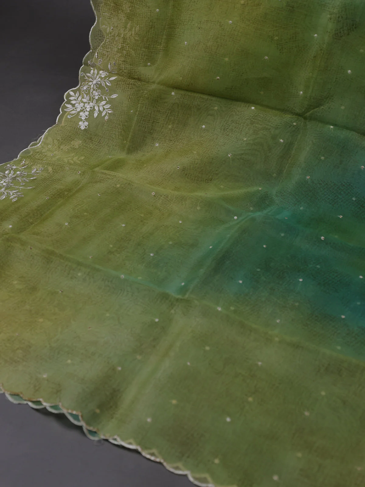 Sky Blue Tussar Silk Unstitched Suit - Image 3