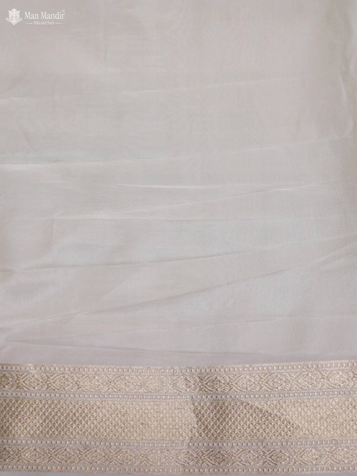 Teal Blue - Cream Banarasi Kadwa Silk Saree - Image 6