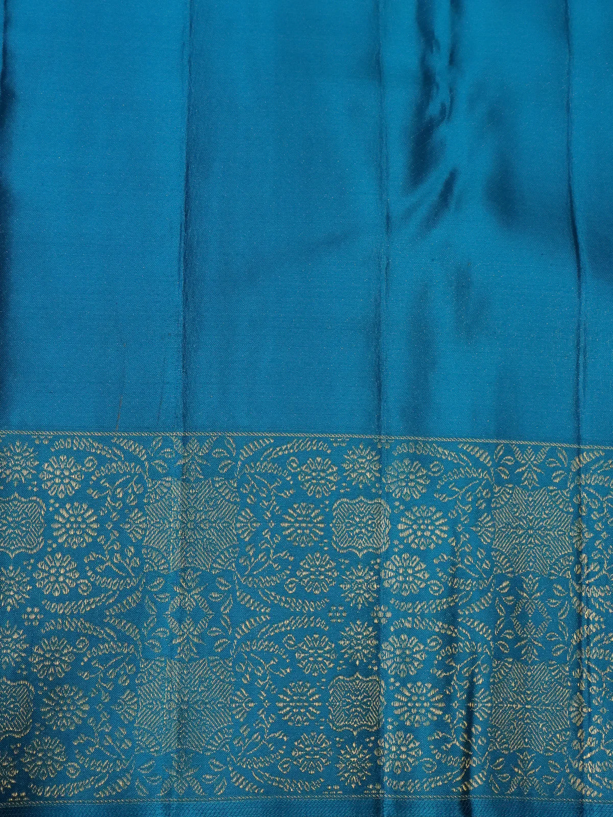 Teal Blue Kanchipuram Silk Saree - Image 4