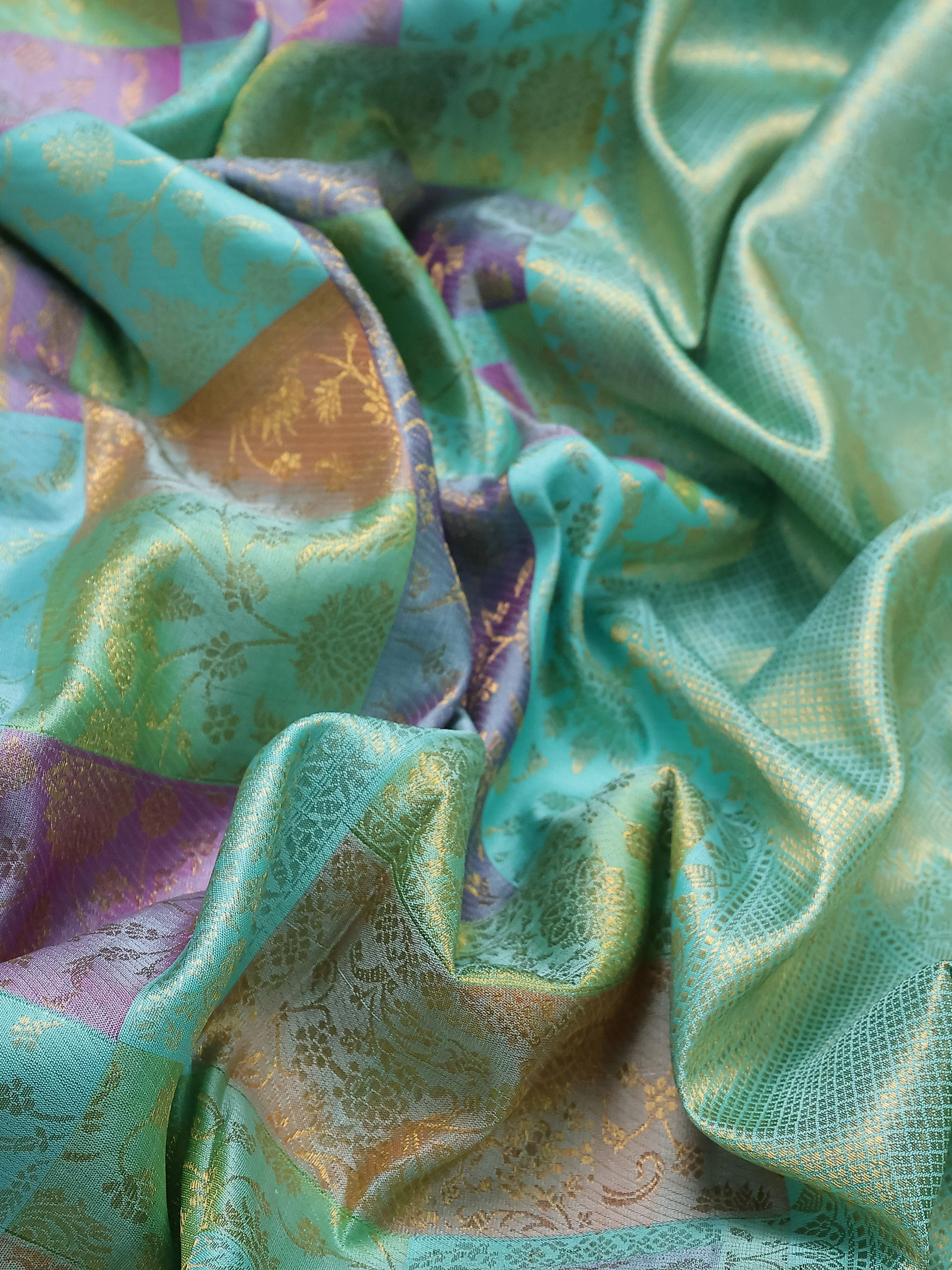 Teal Blue Kanchipuram Silk Saree - Image 8