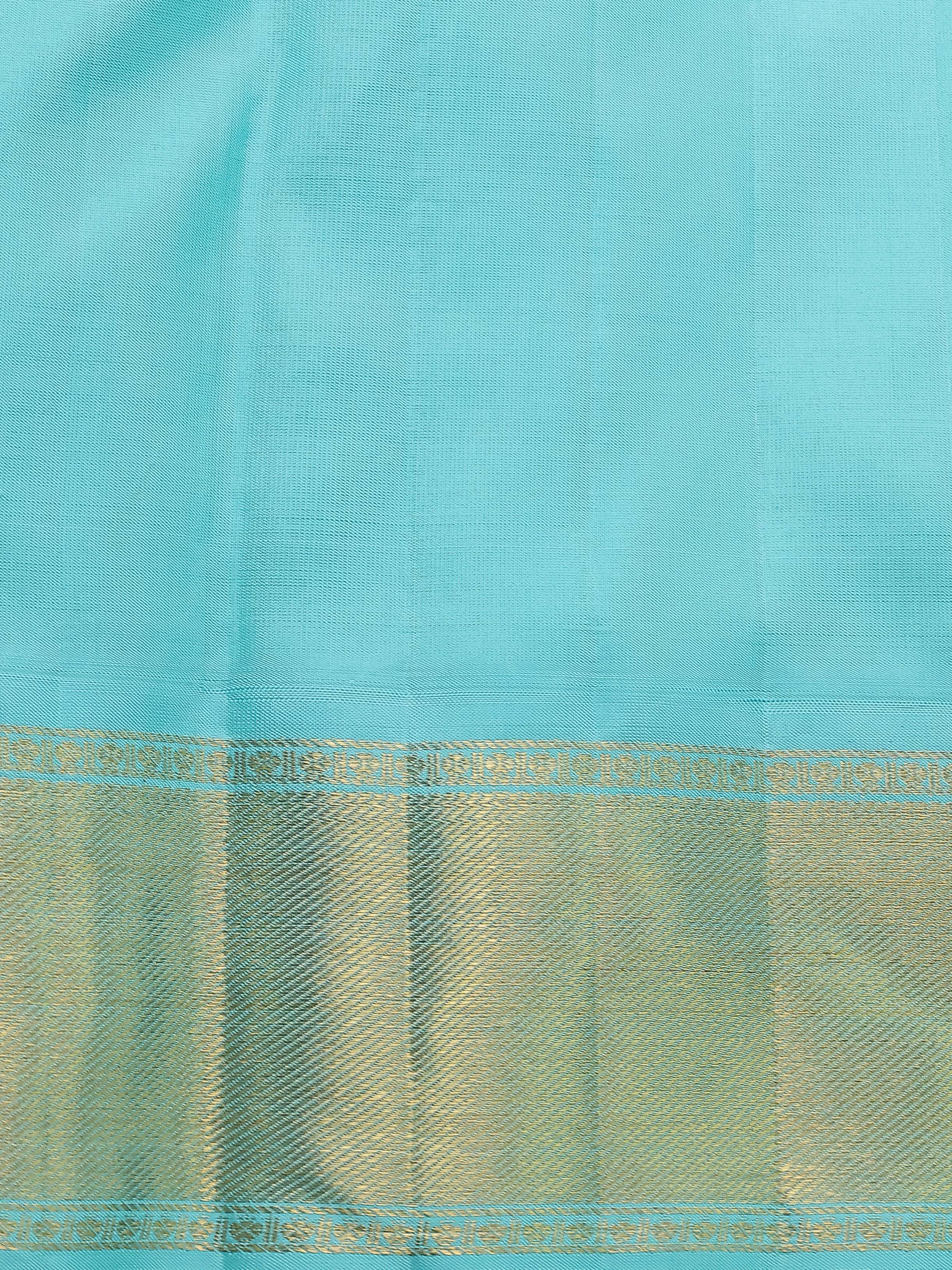 Teal Blue Kanchipuram Silk Saree - Image 9