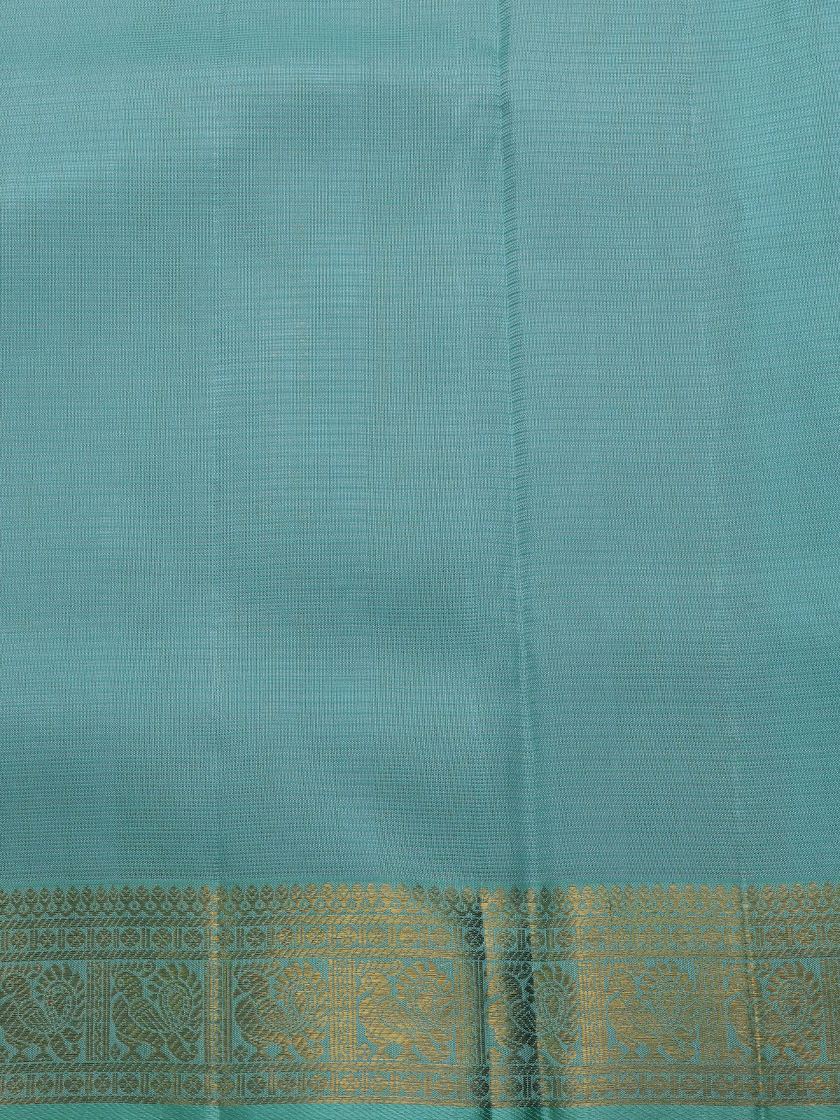 Teal Blue Pure Kanchipuram Kota Saree - Image 4