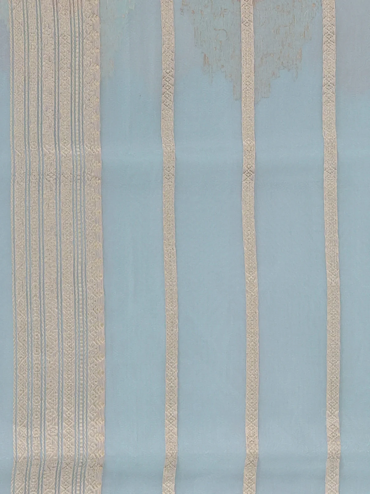 Teal Blue-Yellow Banarasi Kora Saree - Image 3