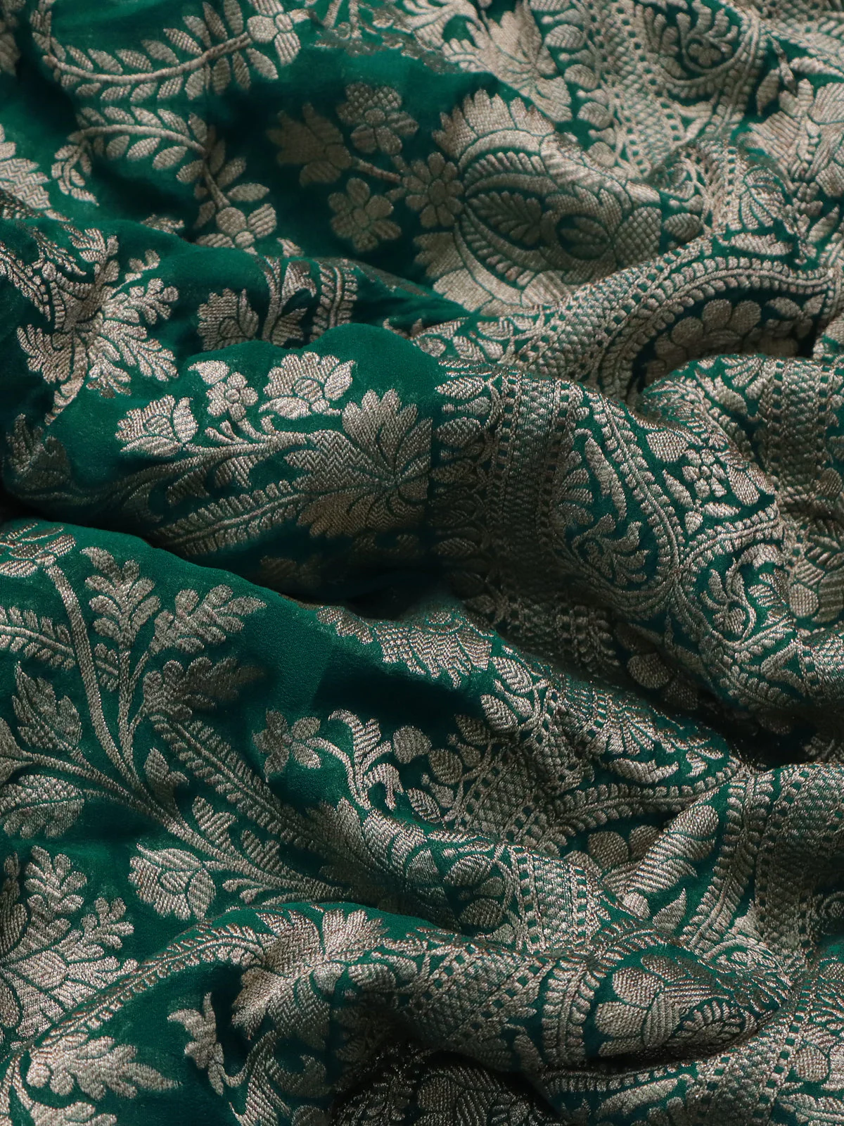 Teal Green Banarasi Georgette Saree - Image 3