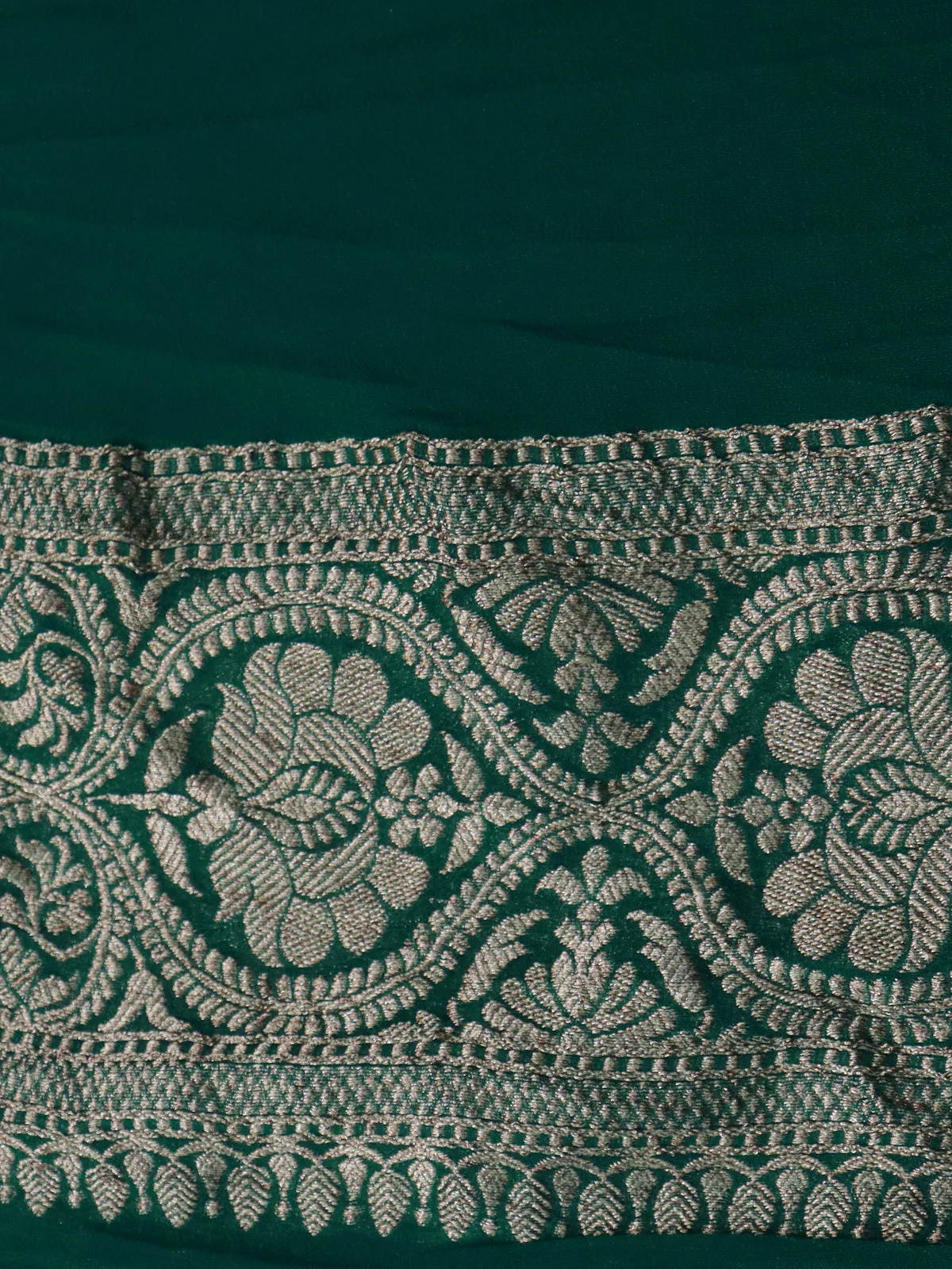 Teal Green Banarasi Georgette Saree - Image 4