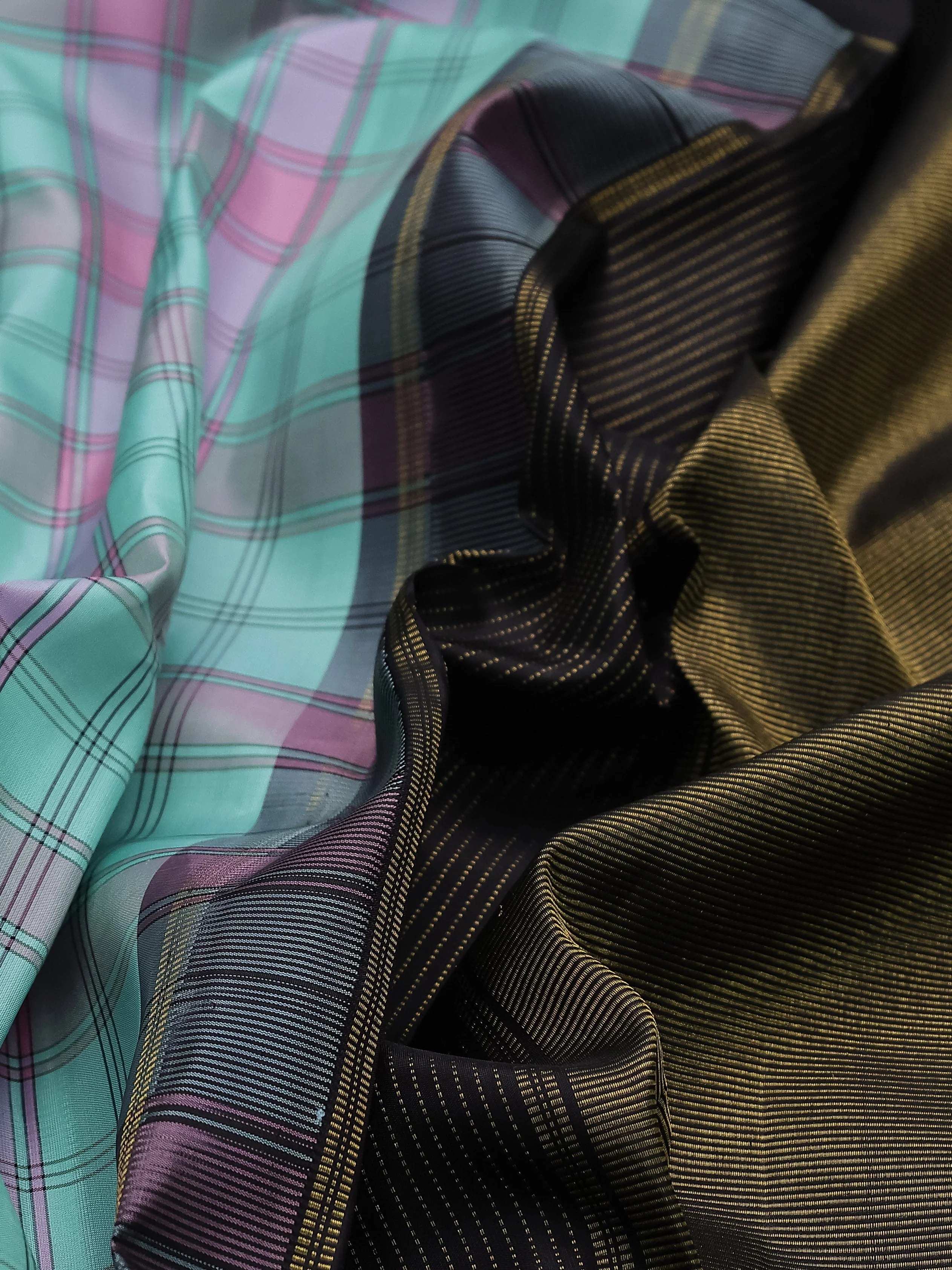 Teal Green-Black Kanchipuram Silk Saree - Image 4